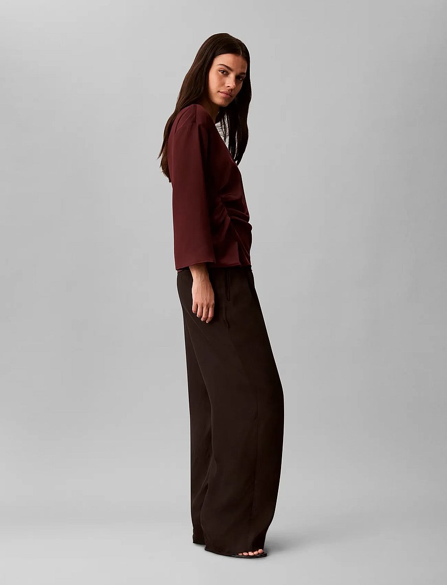 Calvin Klein - MATTE SATIN LS RUCHED TOP - langærmede bluser - burgundy velvet - 5