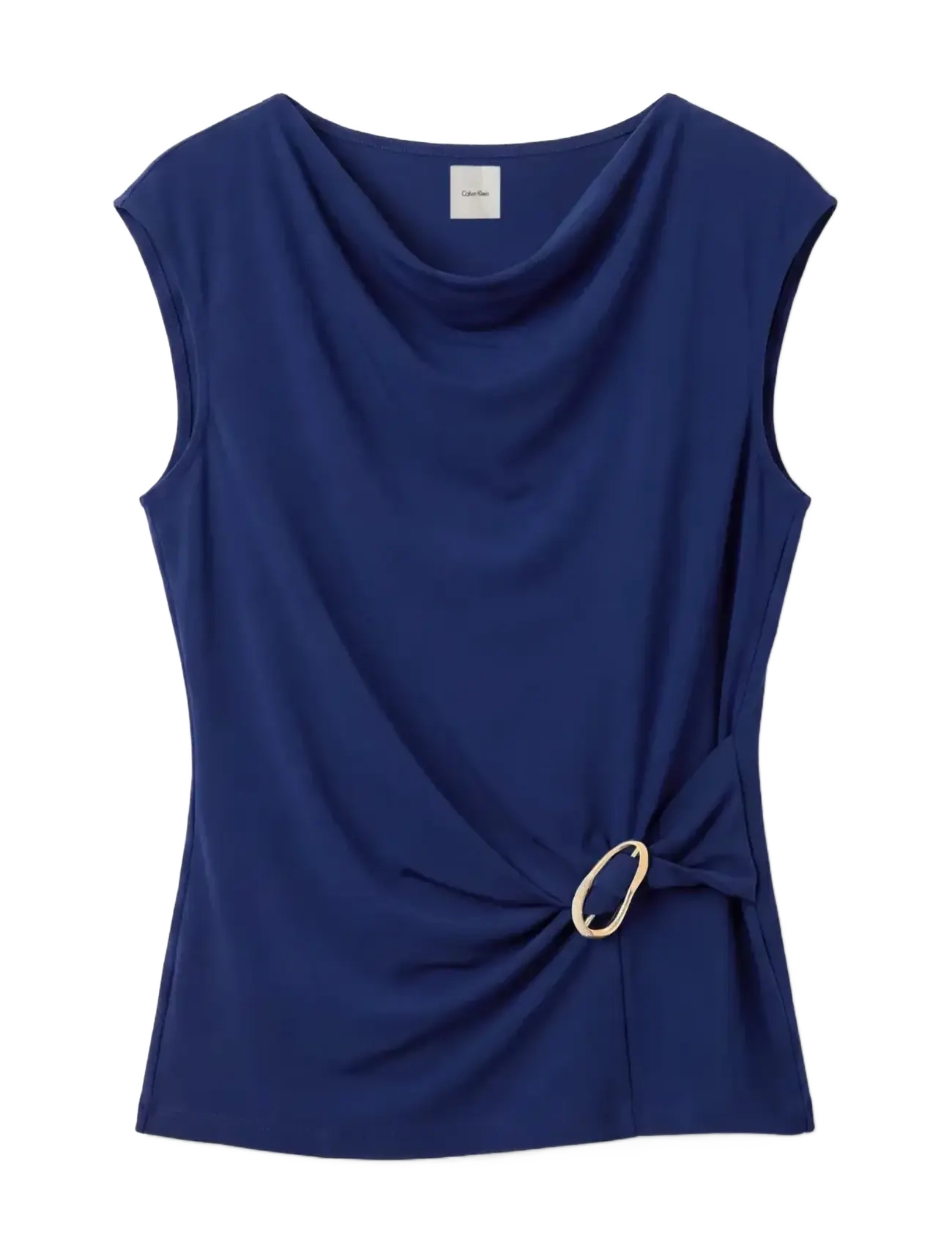 Calvin Klein SS CREPE JERSEY COWL NK HARDWARE - Blouses & Shirts - ESTATE BLUE / navy