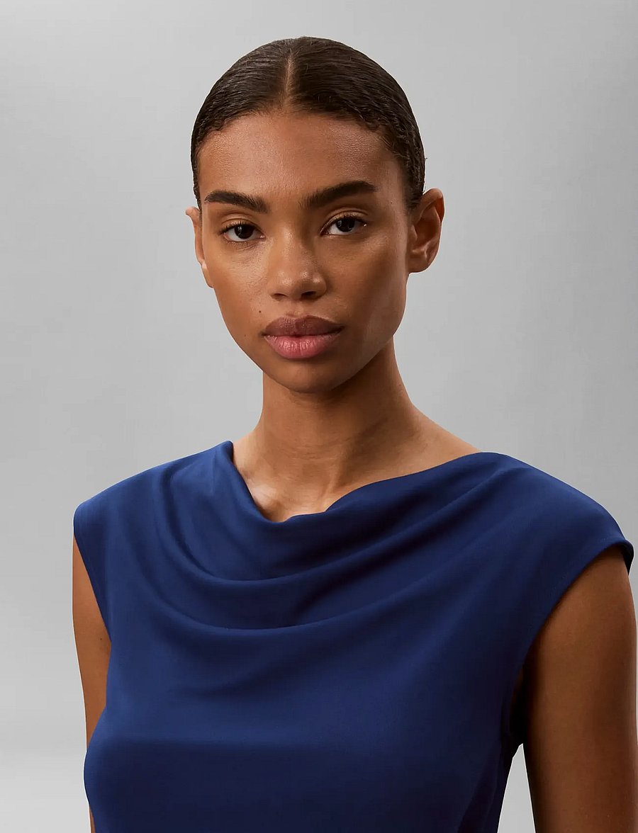 Calvin Klein - SS CREPE JERSEY COWL NK HARDWARE - estate blue - 4