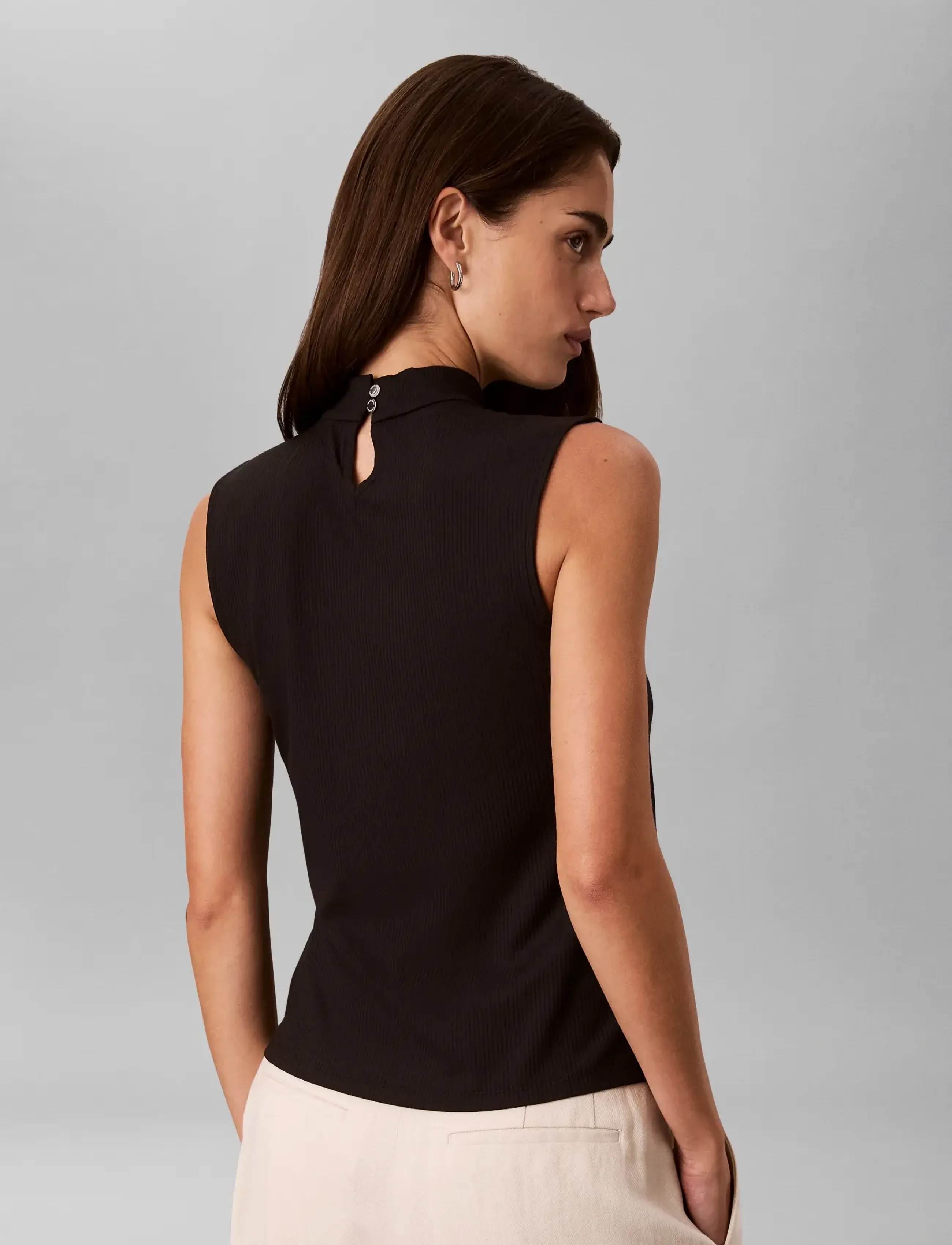 Calvin Klein - SL MODAL RIB MOCK NK TOP - Ärmellose tops - black - 2