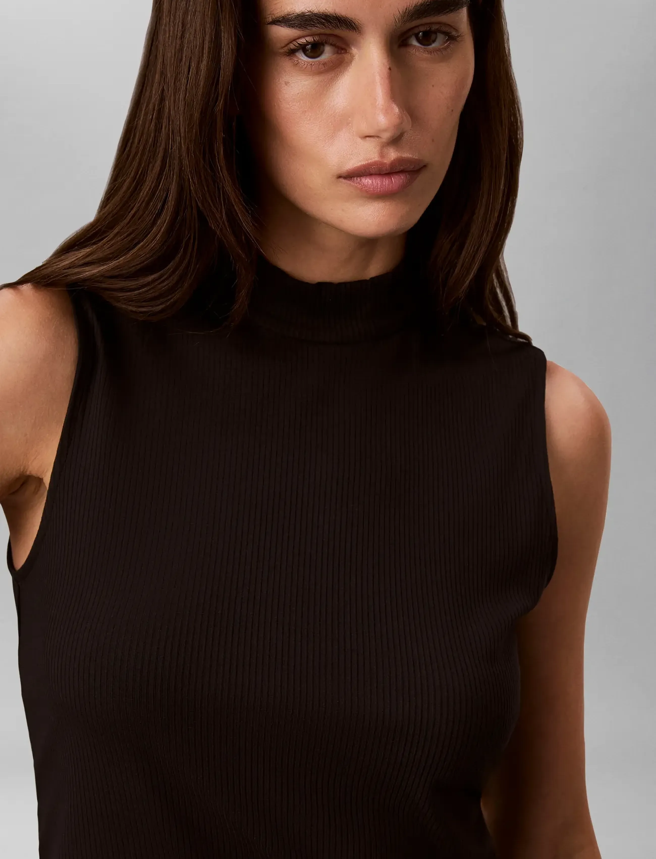 Calvin Klein - SL MODAL RIB MOCK NK TOP - Ärmellose tops - black - 4