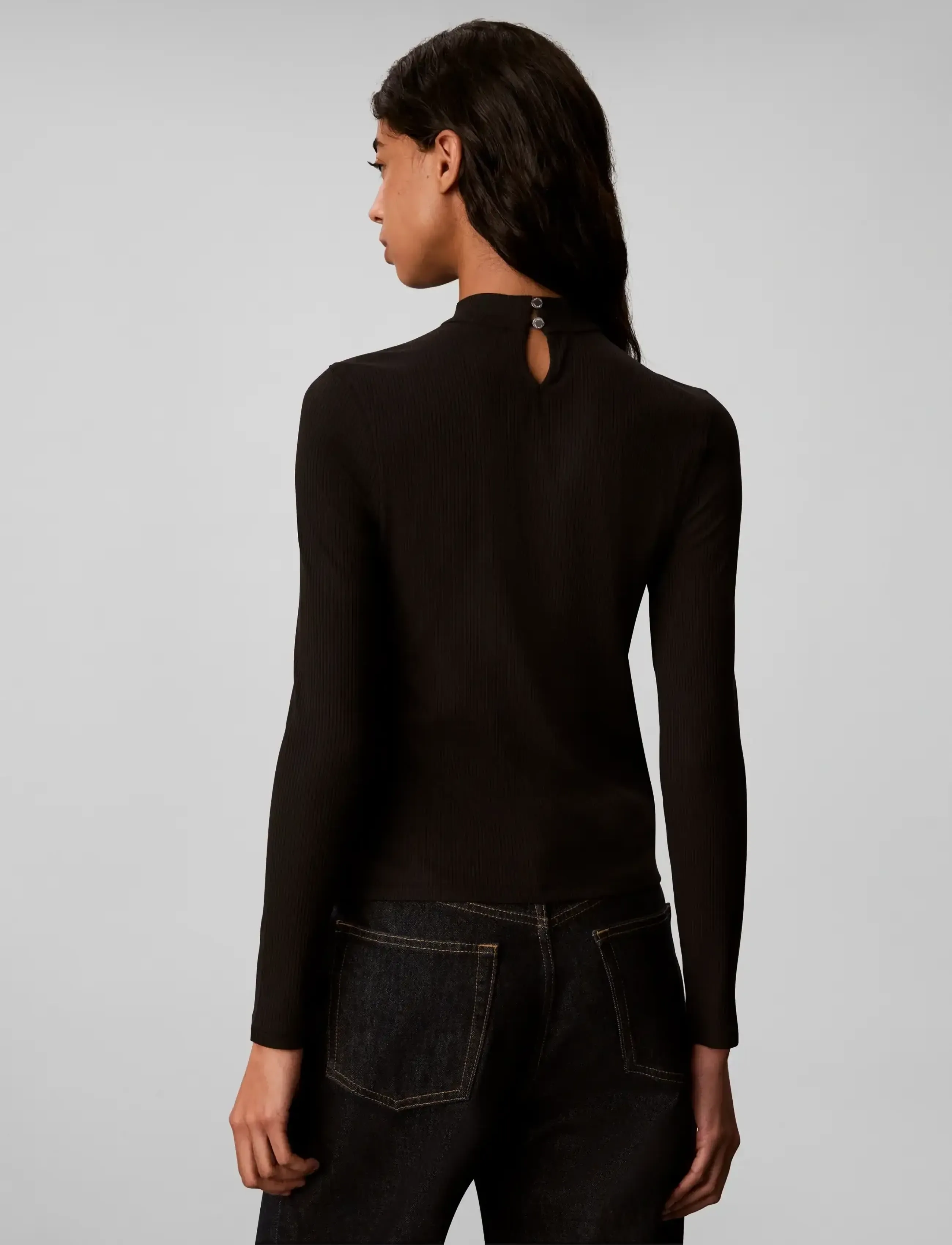 Calvin Klein - LS MODAL RIB MOCK NK TOP - langärmlige tops - black - 2