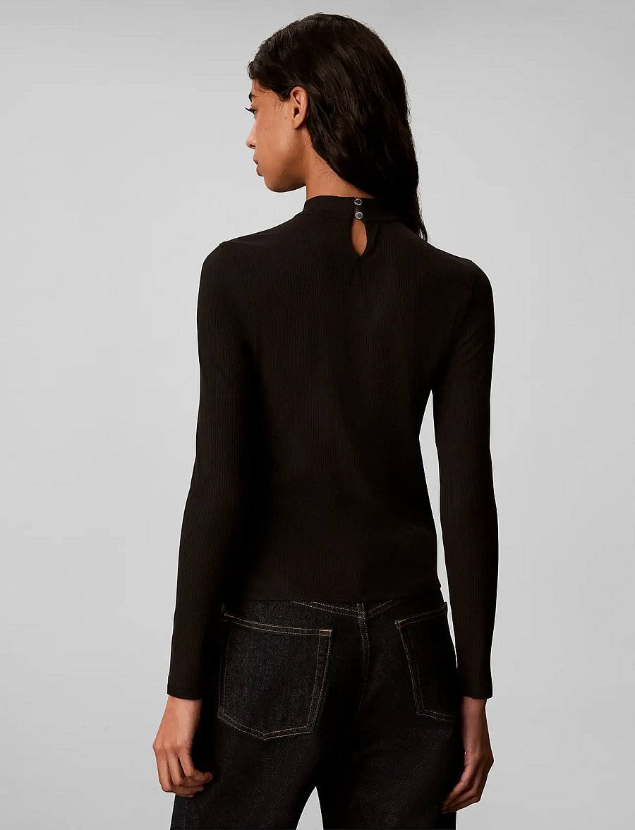 Calvin Klein - LS MODAL RIB MOCK NK TOP - langärmlige tops - black - 2