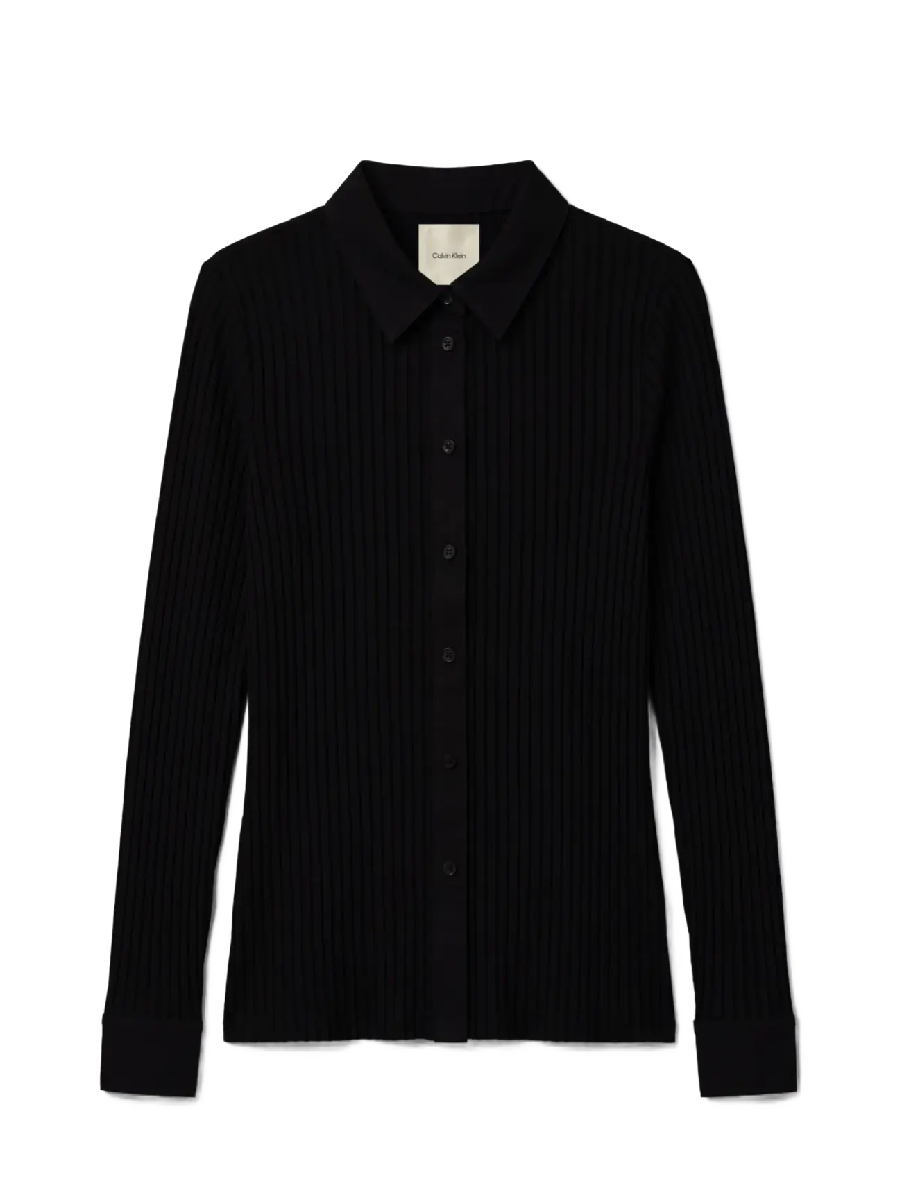 Calvin Klein - LS TEXTURE SHINY RIB BUTTON UP S - langærmede skjorter - black - 1