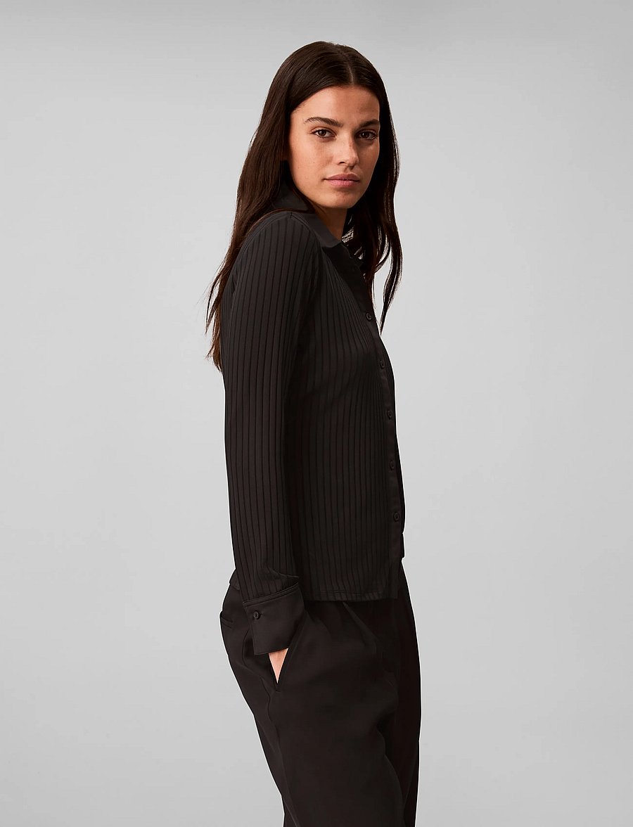 Calvin Klein - LS TEXTURE SHINY RIB BUTTON UP S - langærmede skjorter - black - 5