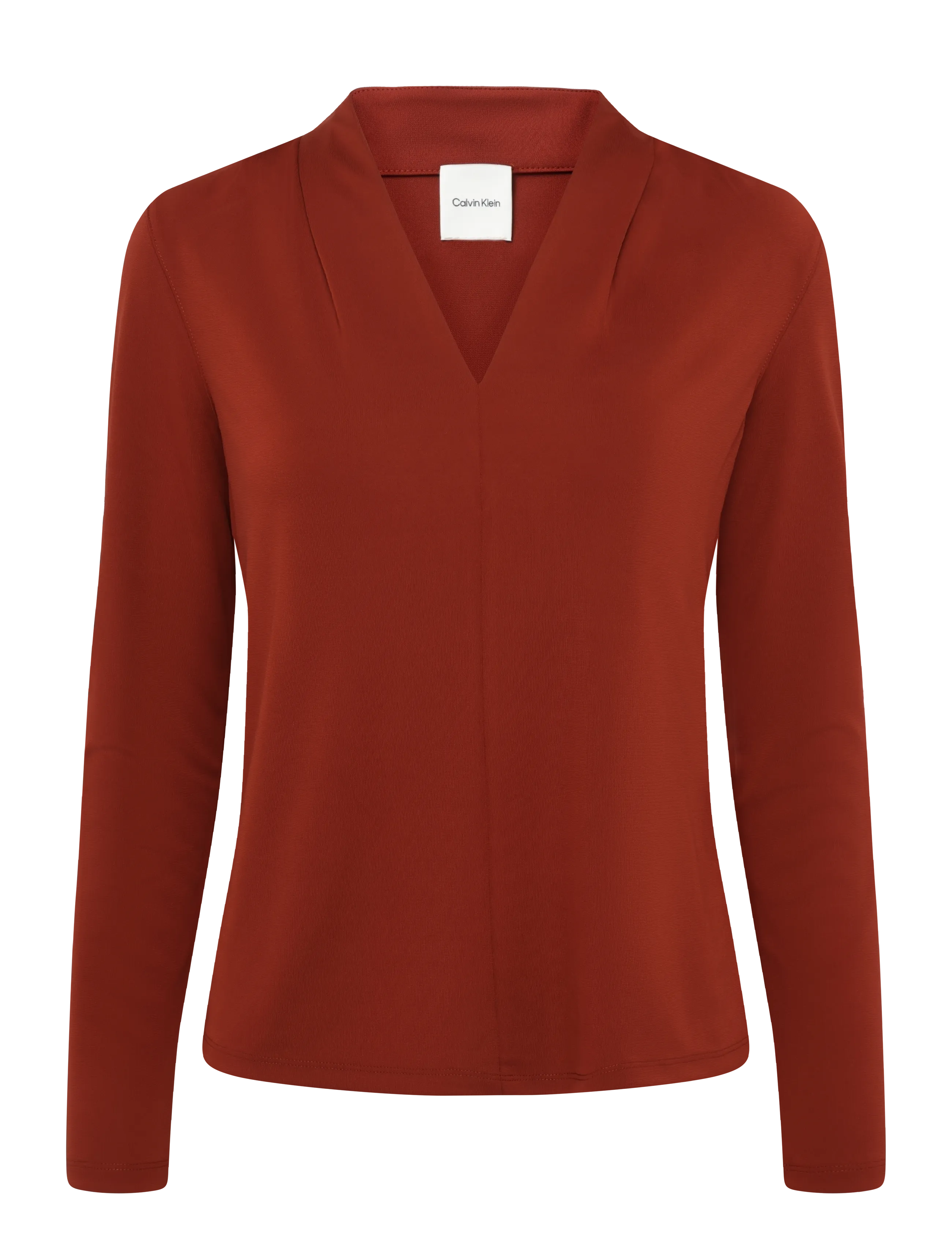 Calvin Klein LS GATHERED WAIST CREPE JERSEY T - T-Shirts & Tops - FIRED BRICK / burgundy