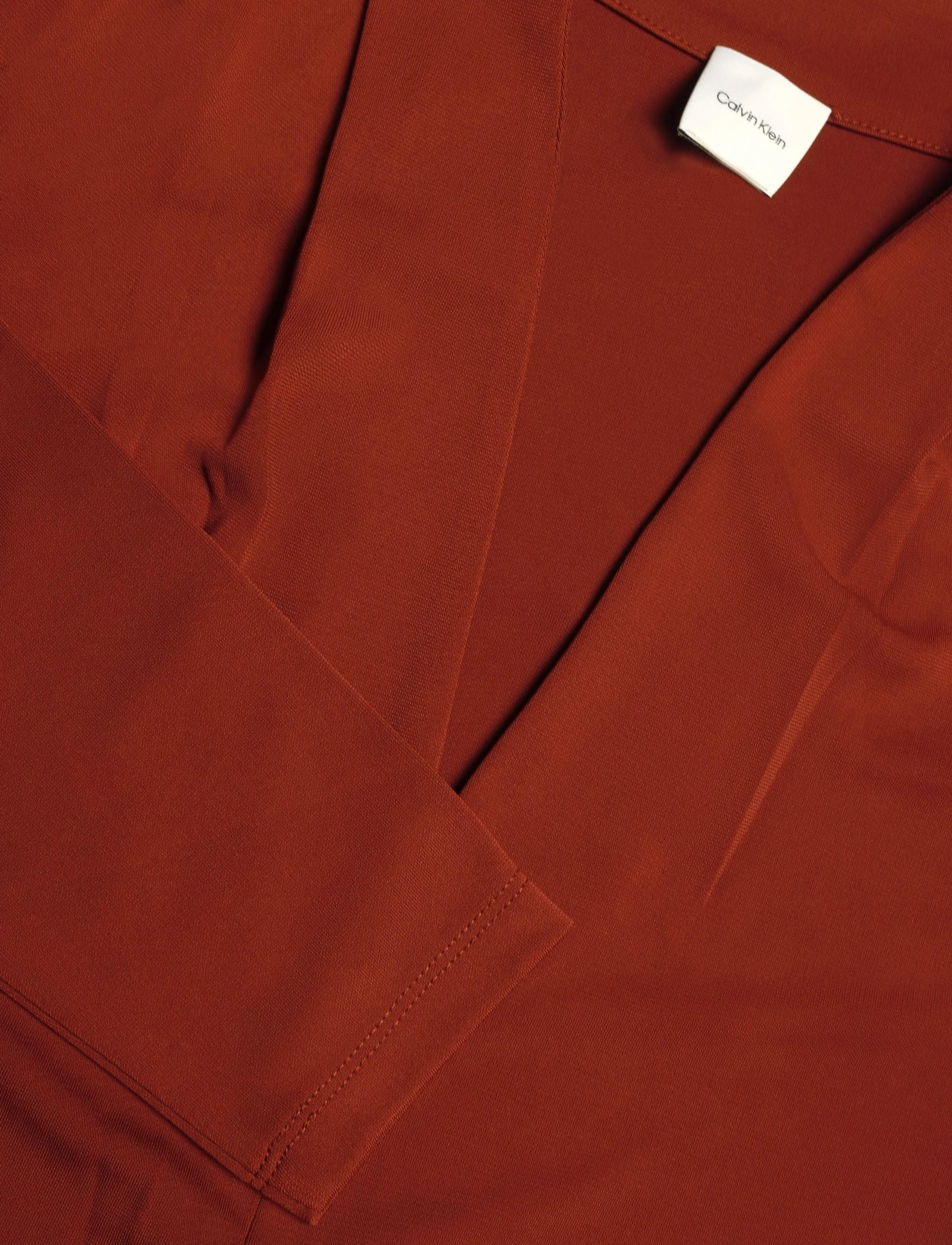 Calvin Klein - LS GATHERED WAIST CREPE JERSEY T - fired brick - 2