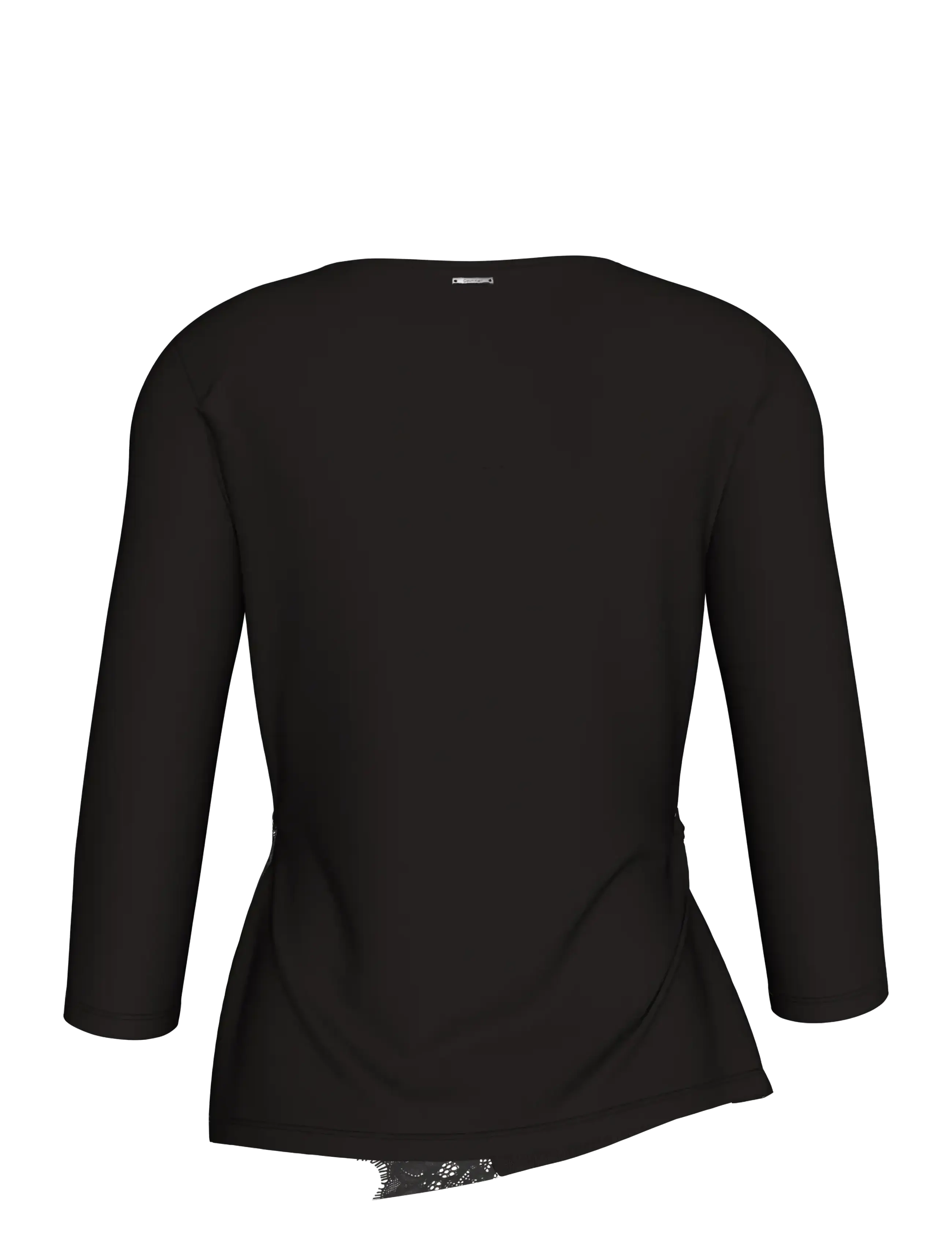 Calvin Klein - SS CREPE JERSEY ASSYM LACE TOP - long sleeved blouses - black - 2