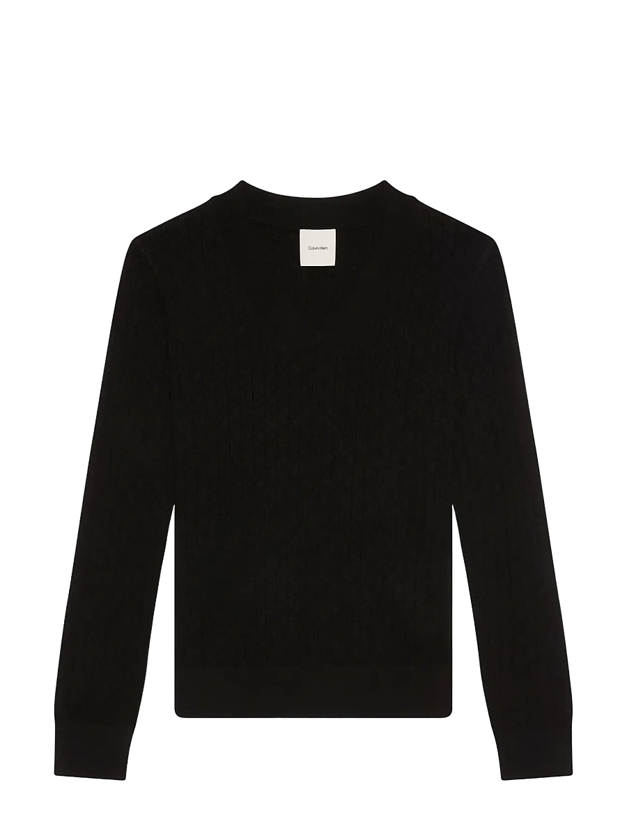 Calvin Klein - AOP POINTELLE LS TOP - black - 1