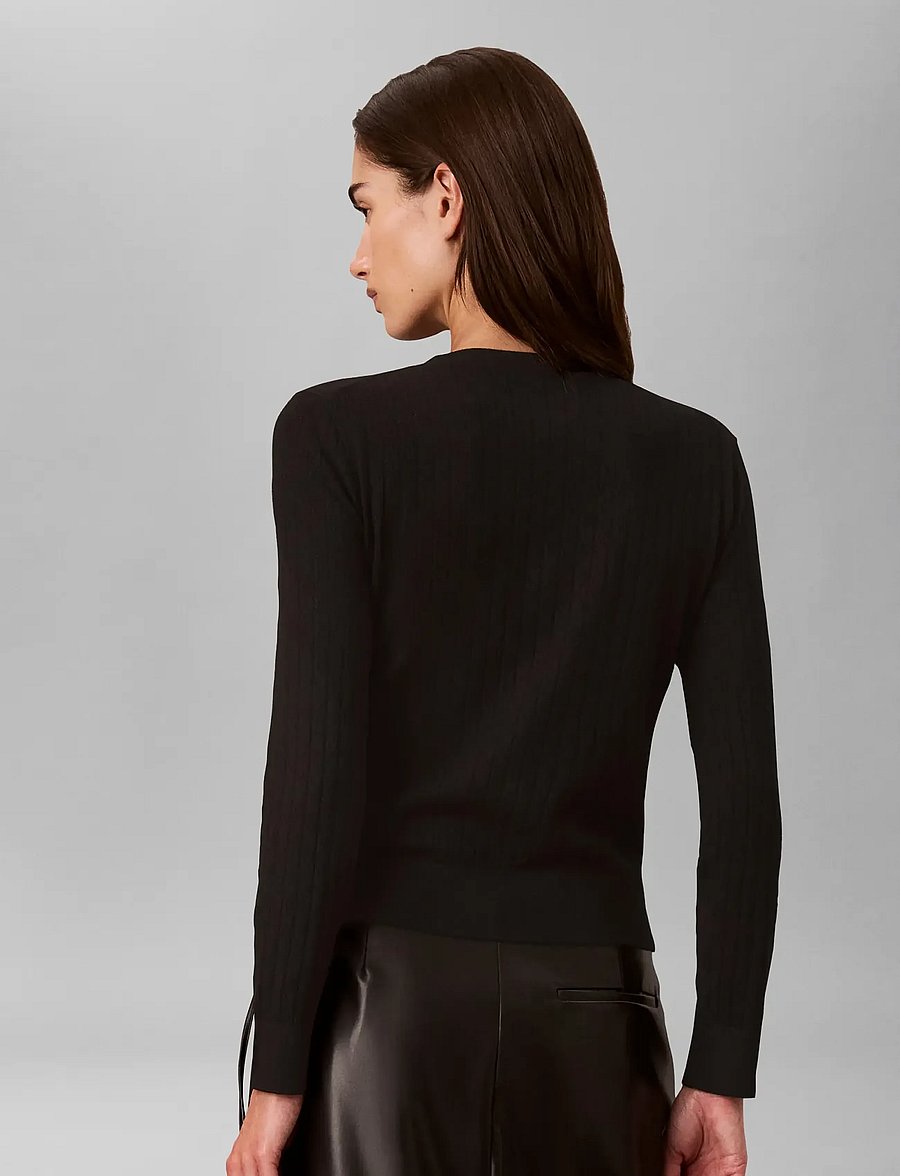 Calvin Klein - AOP POINTELLE LS TOP - black - 2