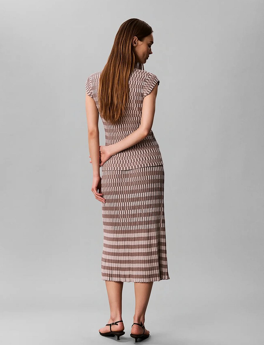 Calvin Klein - CHECKERED PLAID RIB SKIRT - stickade kjolar - ashes of roses - 2