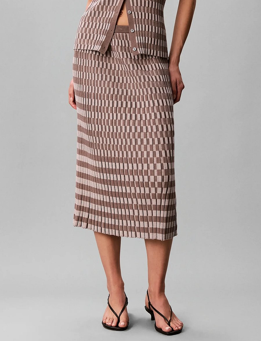 Calvin Klein - CHECKERED PLAID RIB SKIRT - stickade kjolar - ashes of roses - 3