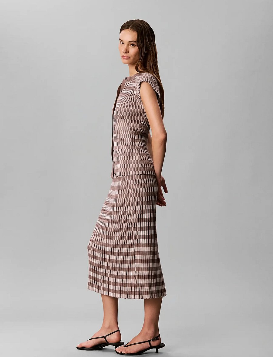 Calvin Klein - CHECKERED PLAID RIB SKIRT - stickade kjolar - ashes of roses - 5