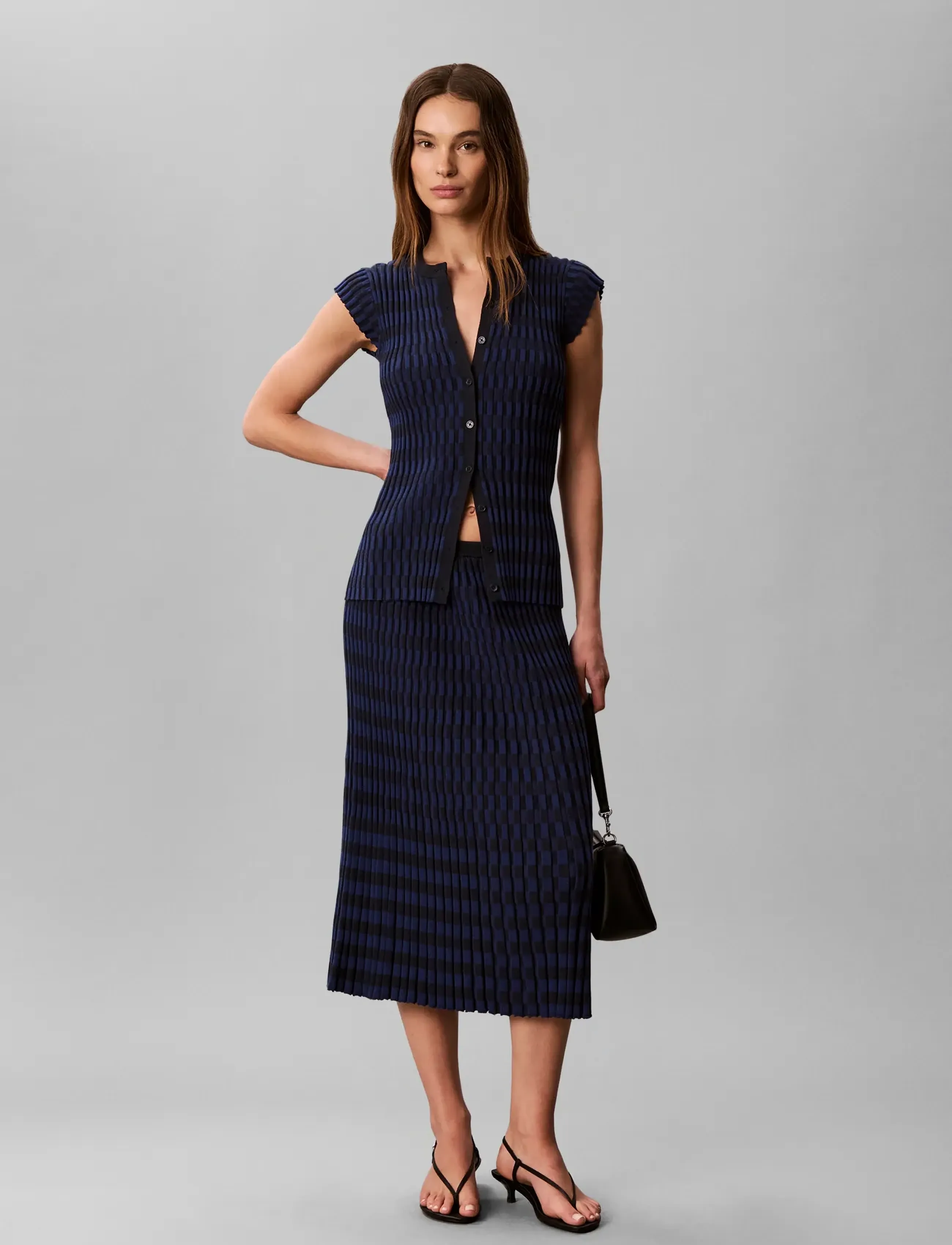 Calvin Klein CHECKERED PLAID RIB SKIRT - Kjolar - ESTATE BLUE / navy