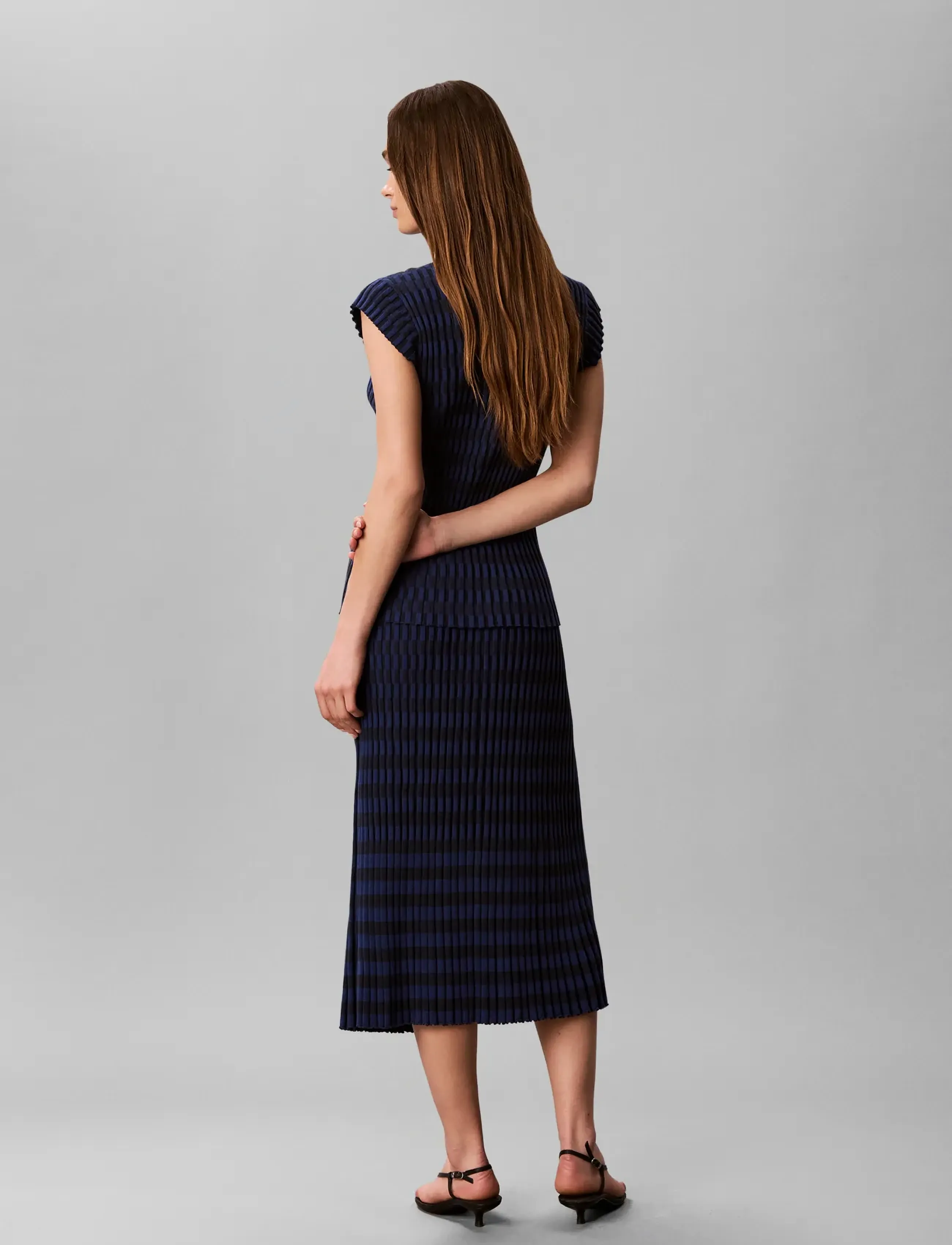 Calvin Klein - CHECKERED PLAID RIB SKIRT - stickade kjolar - estate blue - 2