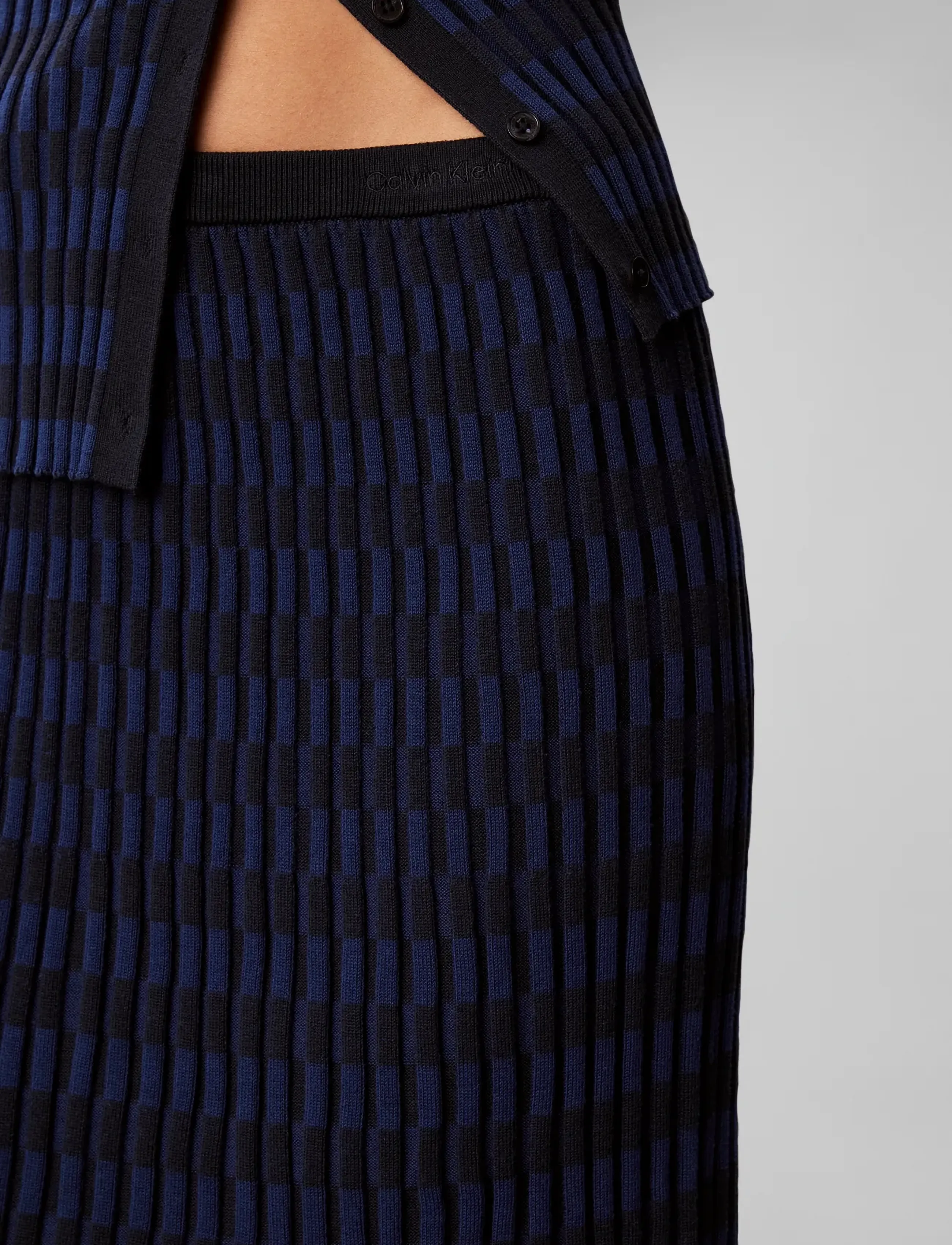 Calvin Klein - CHECKERED PLAID RIB SKIRT - stickade kjolar - estate blue - 4