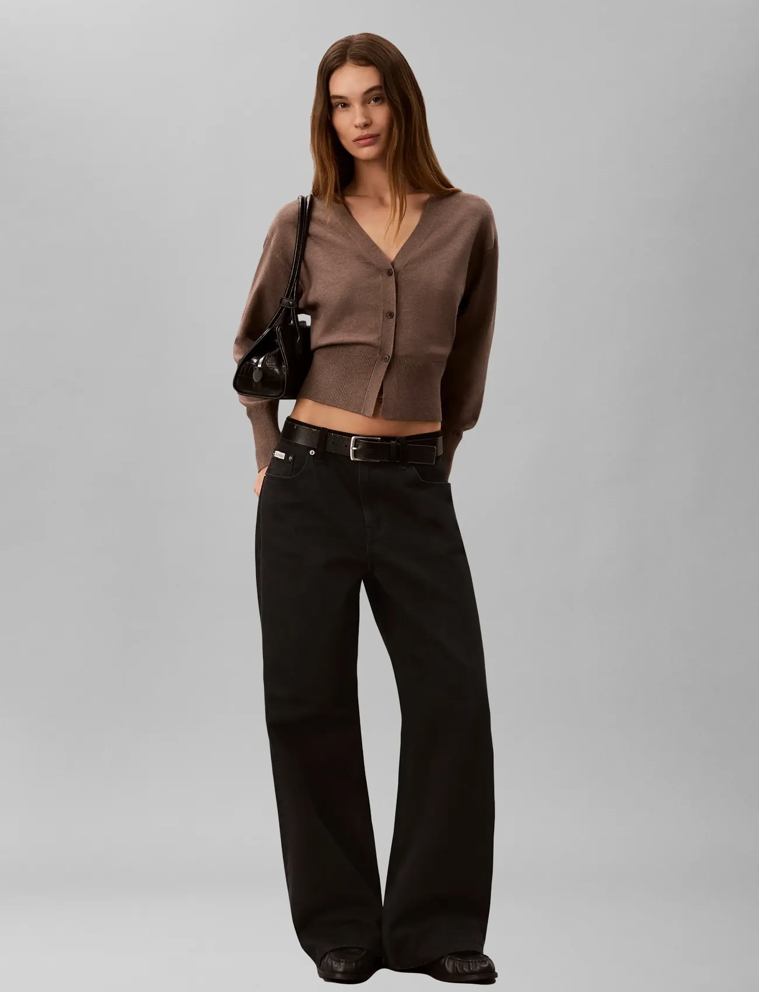 Calvin Klein TECH KNIT CARDIGAN - Calvin Klein - SHIITAKE MELANGE / brown