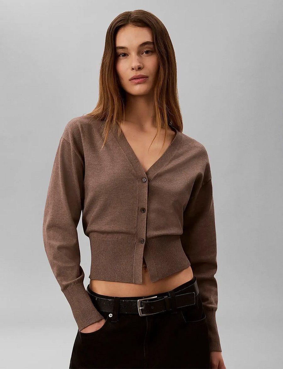 Calvin Klein - TECH KNIT CARDIGAN - shiitake melange - 3