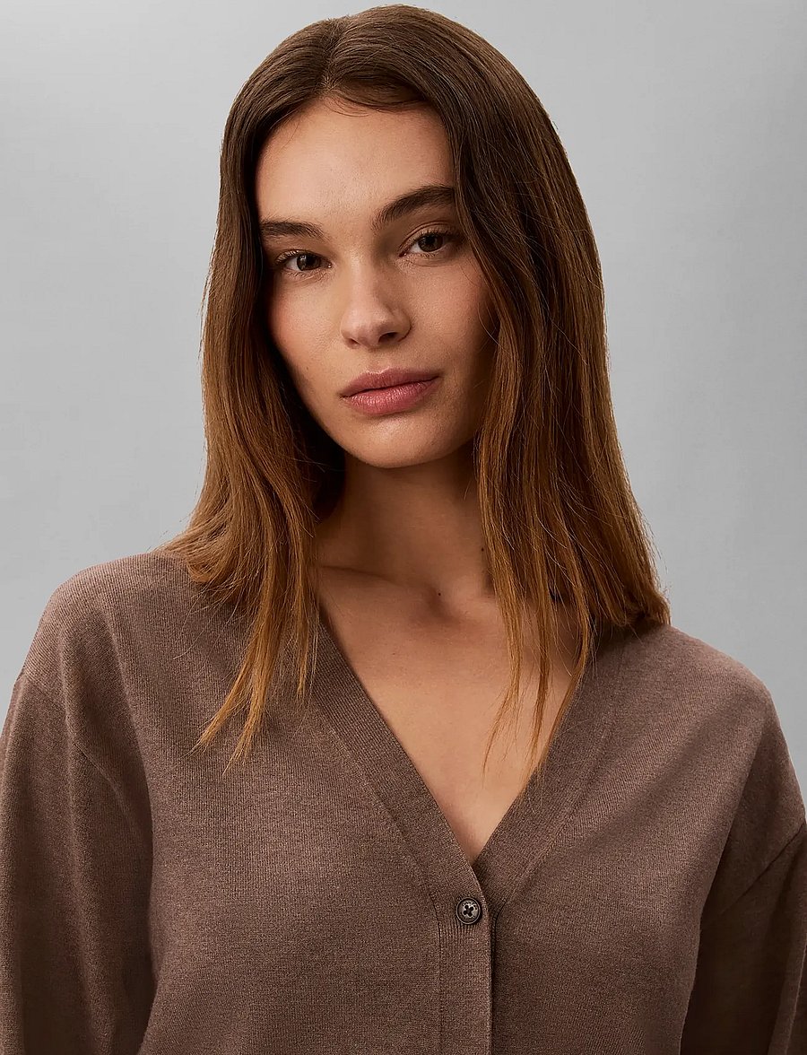 Calvin Klein - TECH KNIT CARDIGAN - shiitake melange - 4