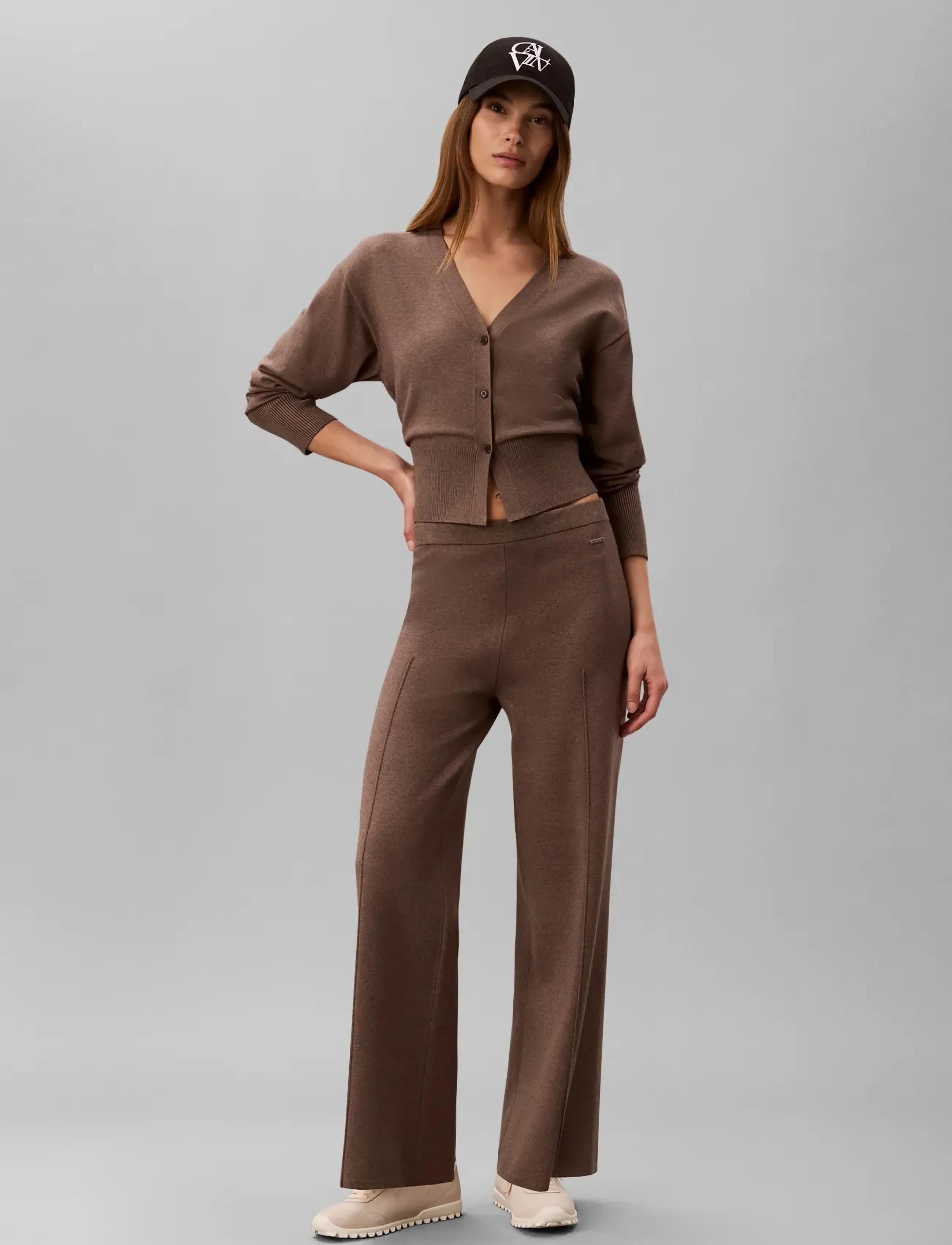 Calvin Klein TECH KNIT PANT - Kläder - SHIITAKE MELANGE / brown