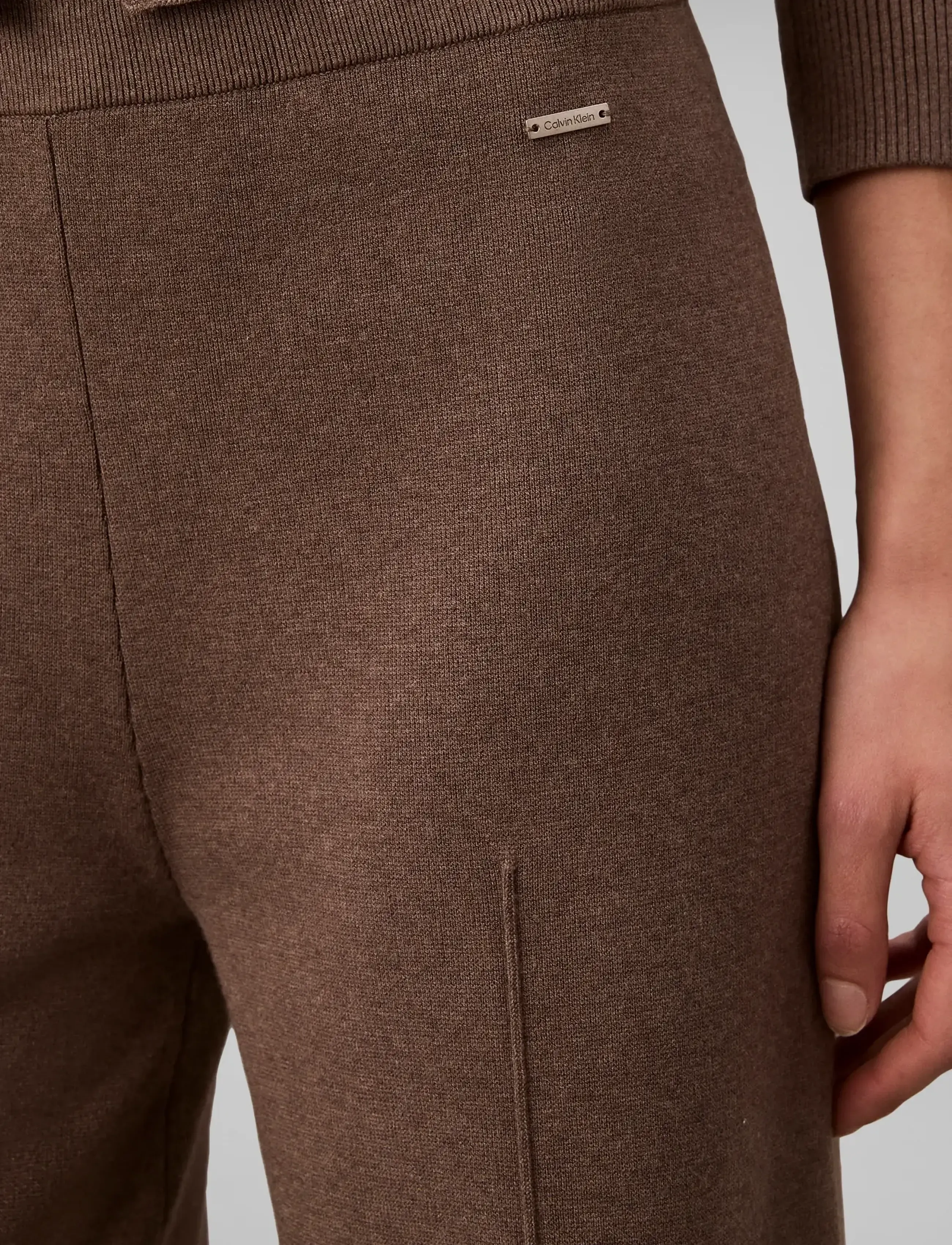 Calvin Klein - TECH KNIT PANT - vida byxor - shiitake melange - 4