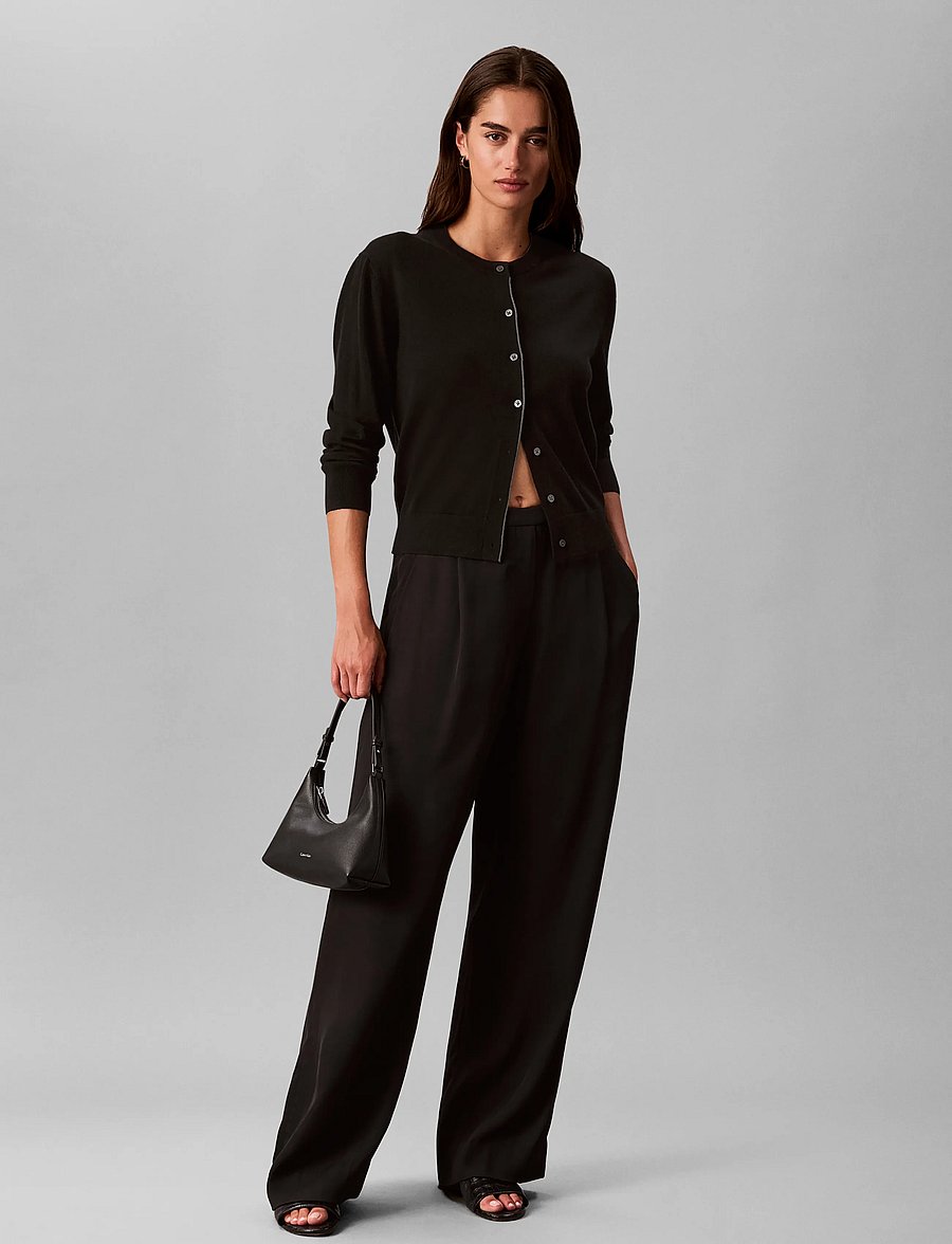 Calvin Klein - MERINO BLEND CARDIGAN - cardigans - black - 0