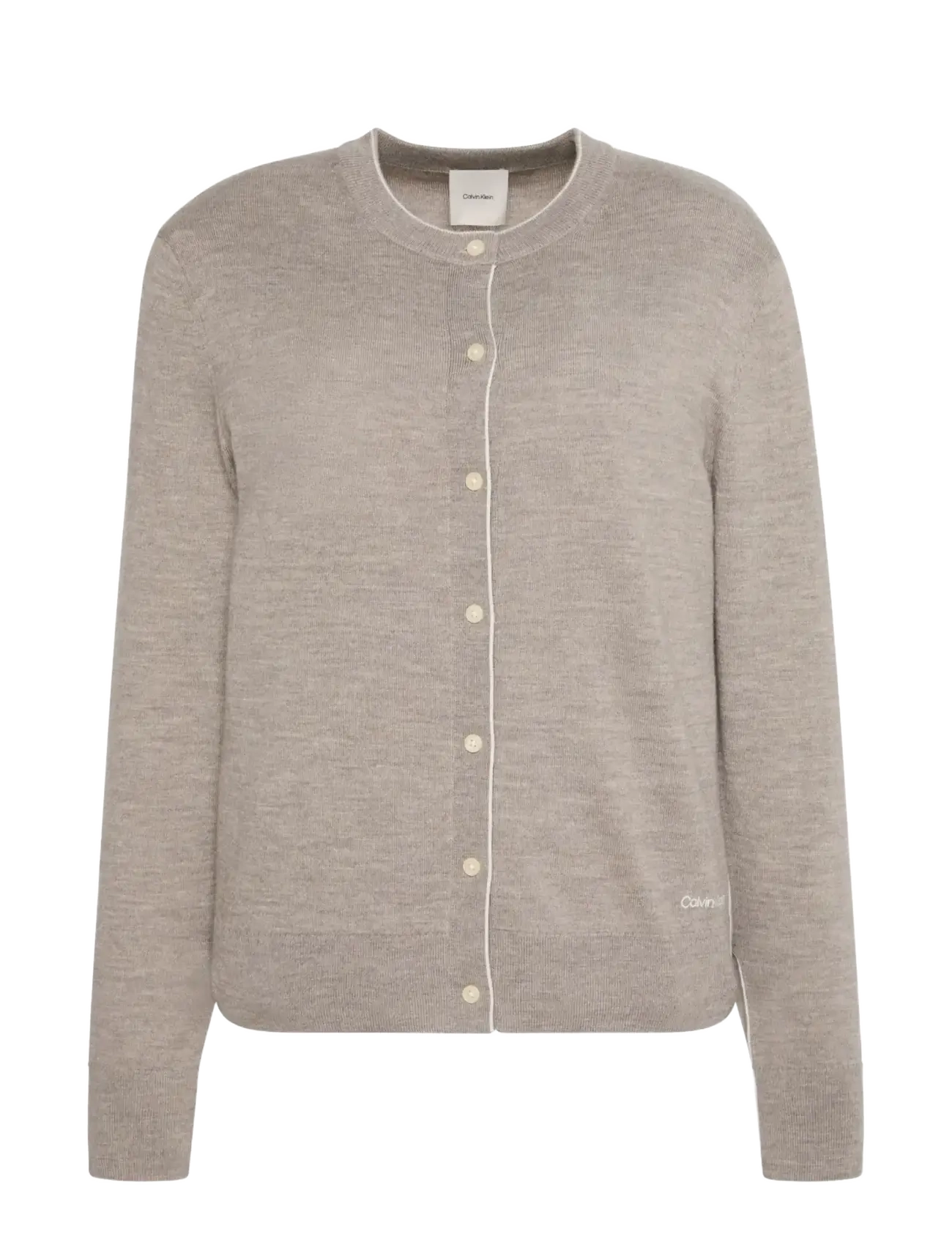 Calvin Klein MERINO BLEND CARDIGAN - Strickjacken - OATMEAL MELANGE / beige