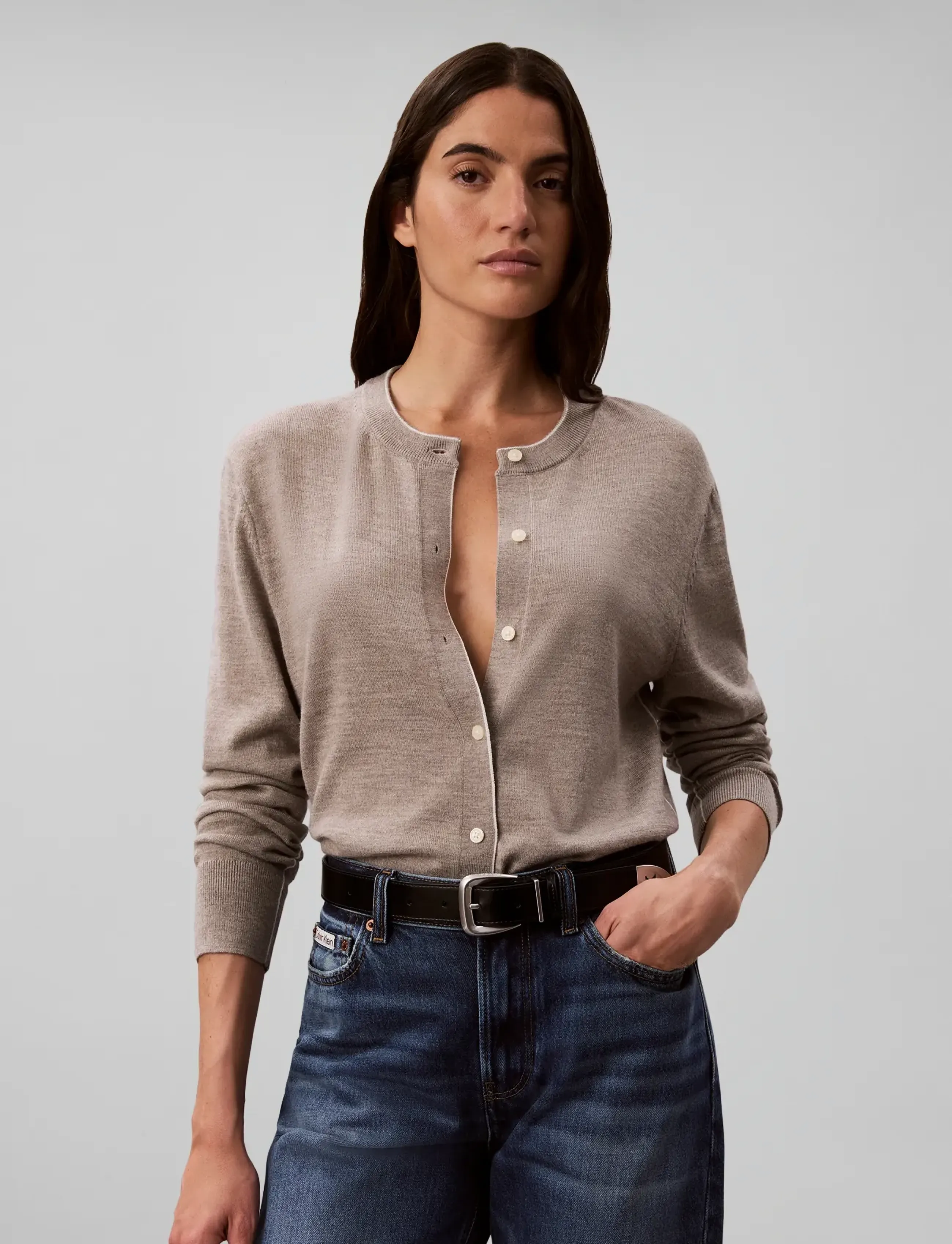 Calvin Klein - MERINO BLEND CARDIGAN - oatmeal melange - 3
