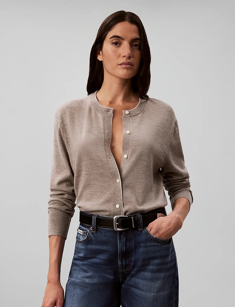 Calvin Klein - MERINO BLEND CARDIGAN - oatmeal melange - 3