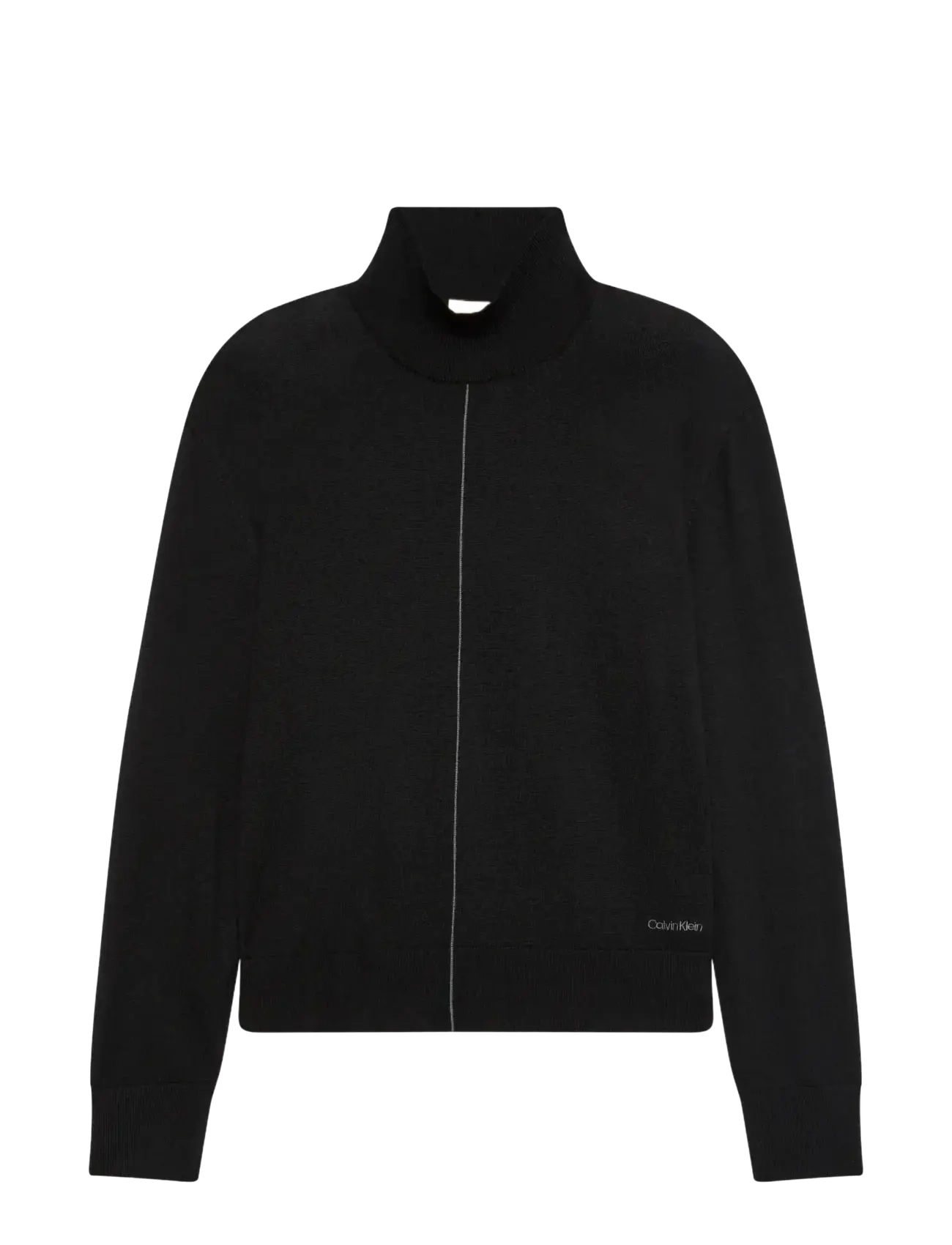 Calvin Klein MERINO BLEND TNECK - Striktrøjer - BLACK / black