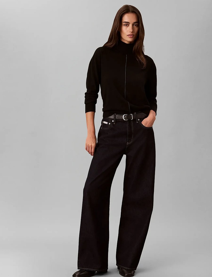 Calvin Klein - MERINO BLEND TNECK - black - 0