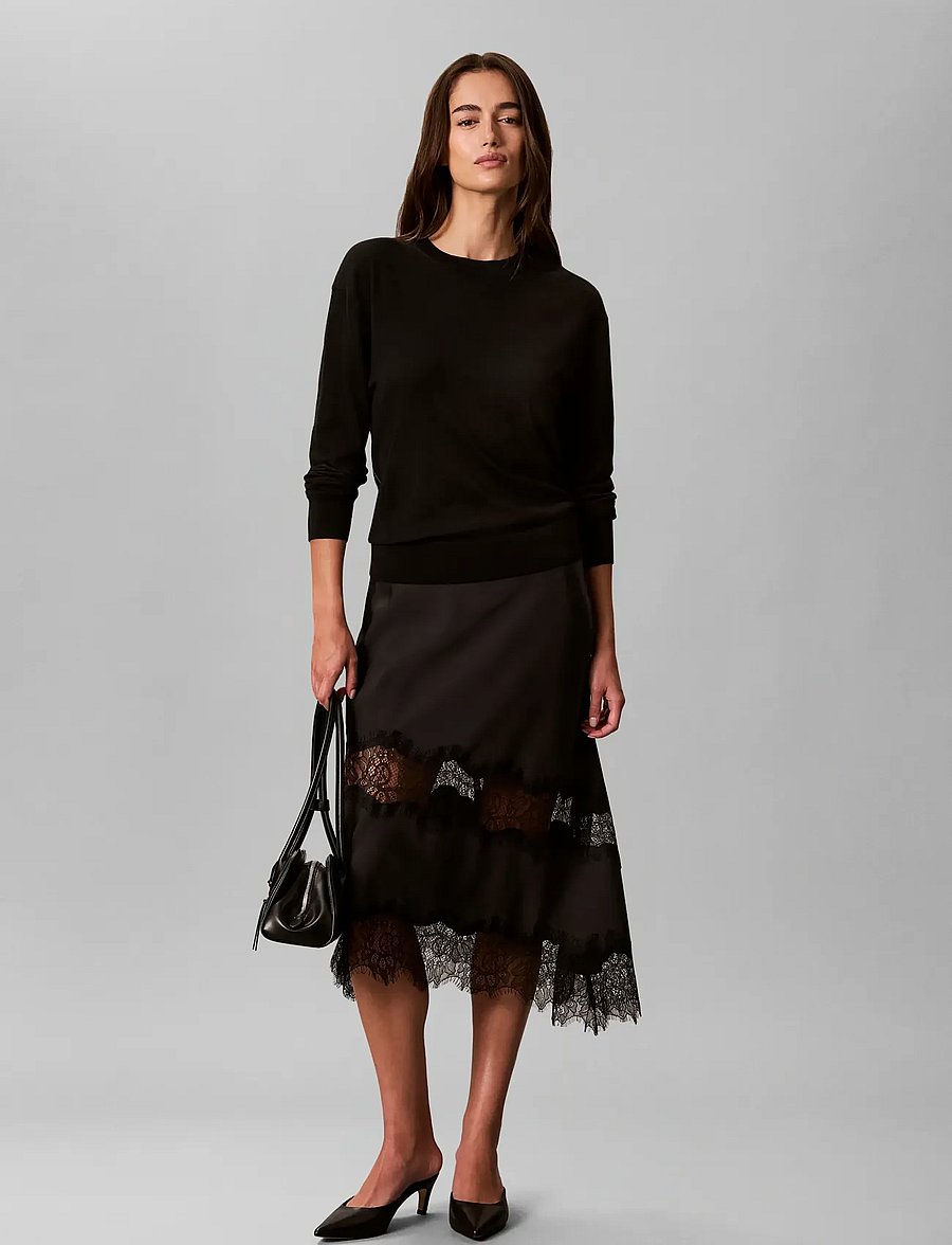 Calvin Klein - MERINO BLEND CREWNECK - black - 0