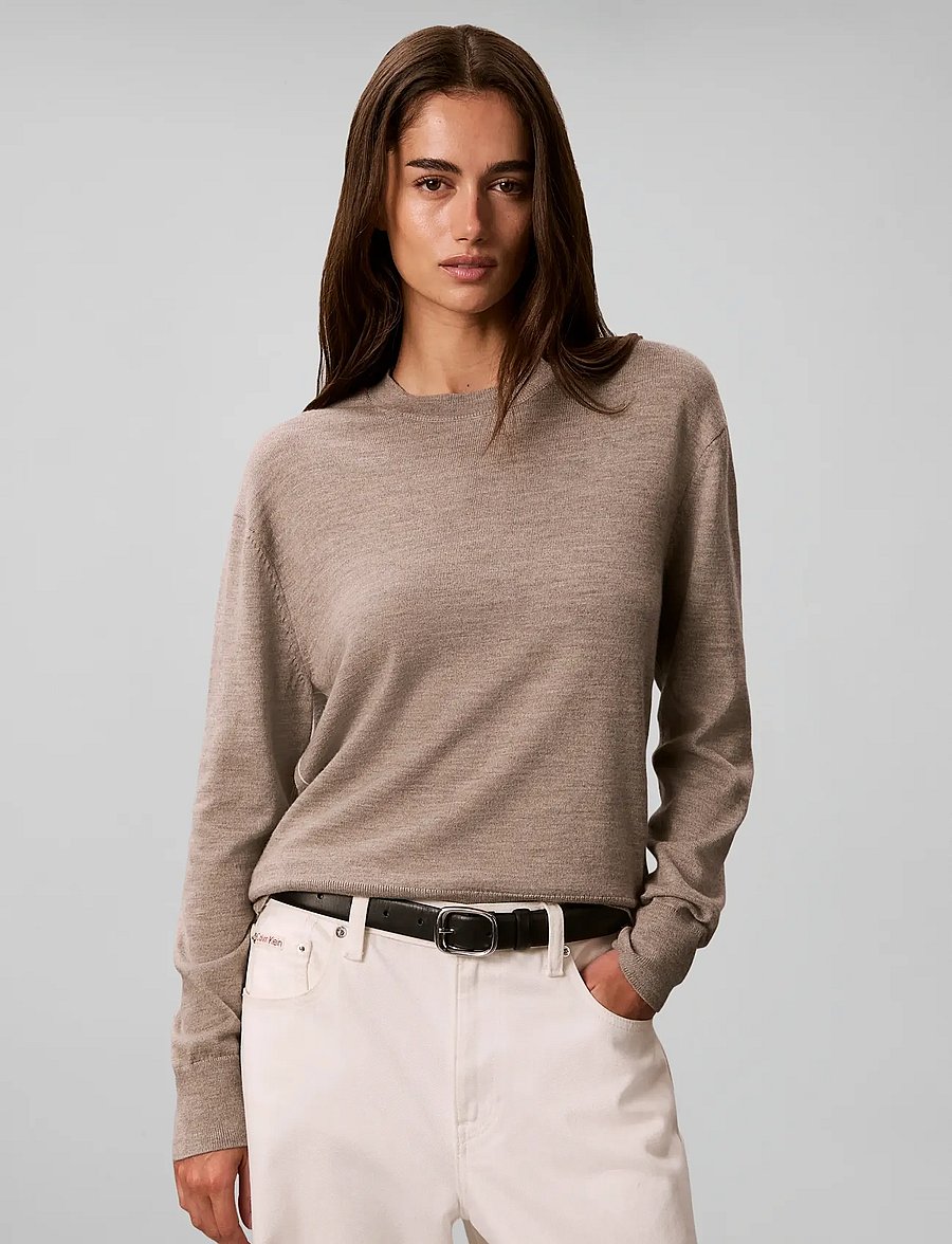 Calvin Klein - MERINO BLEND CREWNECK - pullover - oatmeal melange - 0