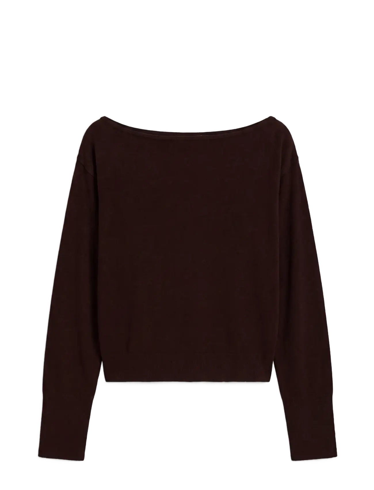 Calvin Klein - MERINO BLEND OPEN NECK SWEATER - striktrøjer - rich brown - 1
