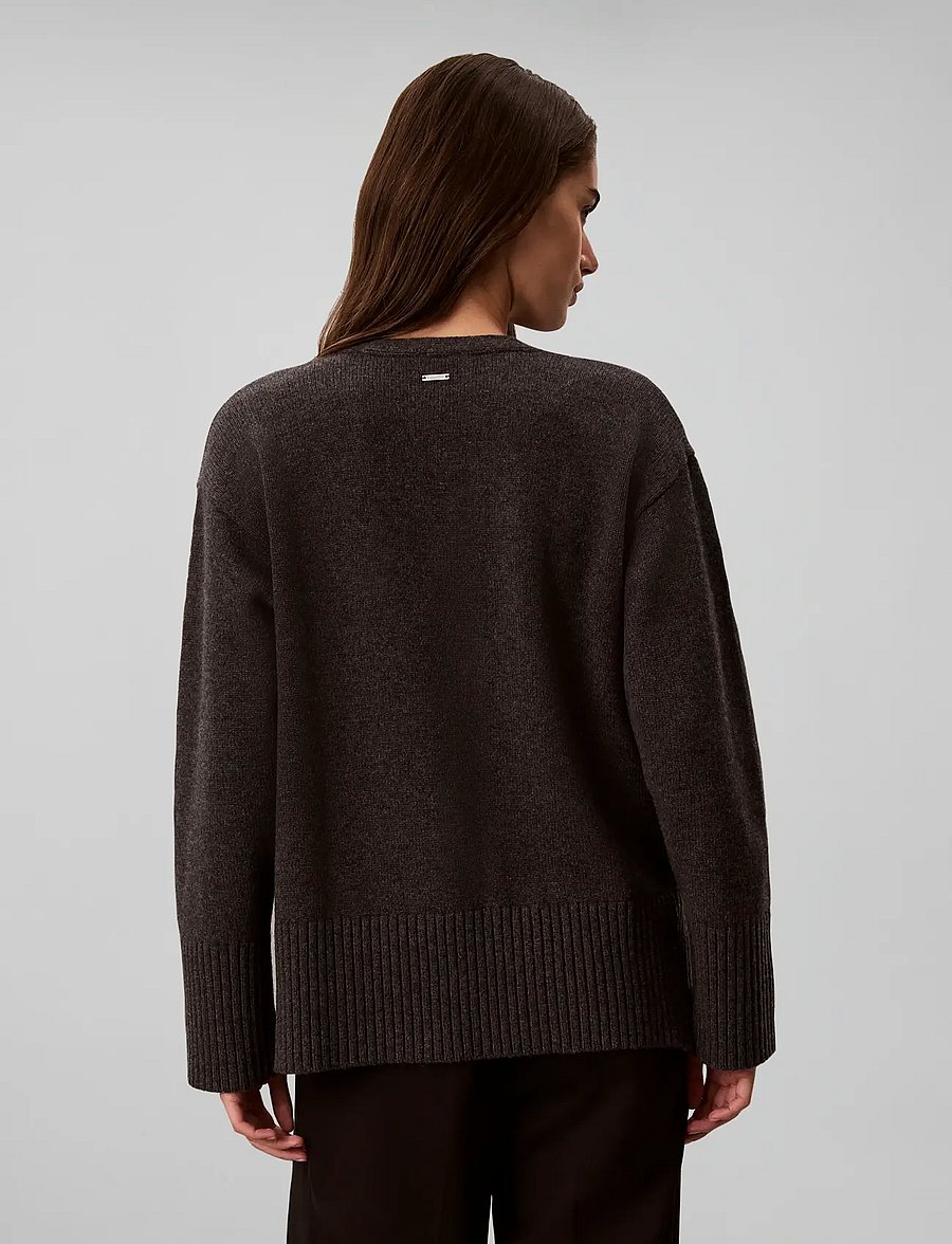 Calvin Klein - LUX WOOL VNECK SWEATER - stickade tröjor - b85 gunmetal heather - 2