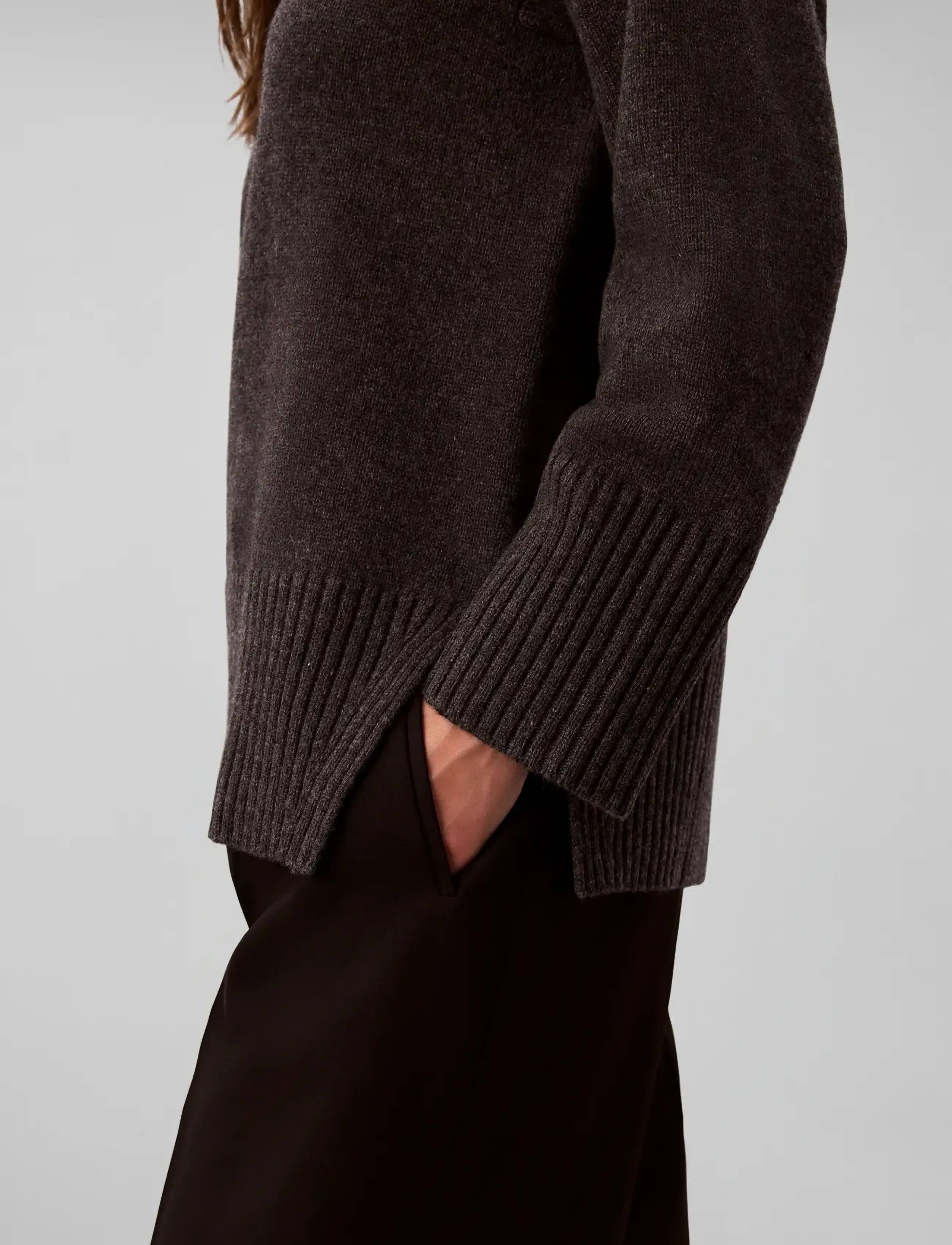 Calvin Klein - LUX WOOL VNECK SWEATER - stickade tröjor - b85 gunmetal heather - 5