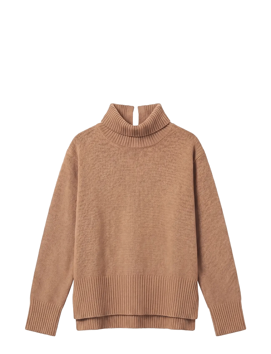 Calvin Klein - LUX WOOL TNECK SWEATER - rullekraver - bronze flash melange b2305 - 1