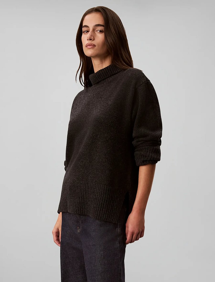 Calvin Klein - LUX WOOL TNECK SWEATER - rullekraver - b85 gunmetal heather - 3
