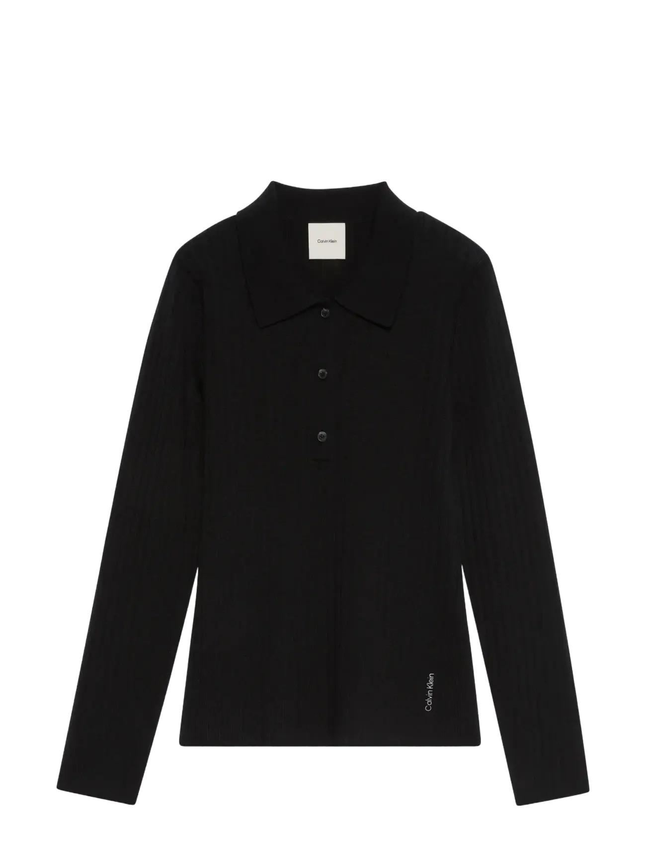 Calvin Klein - 100% MERINO LS POLO - poloer - black - 1
