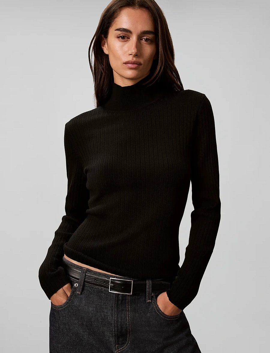 Calvin Klein - 100% MERINO TNECK - black - 5