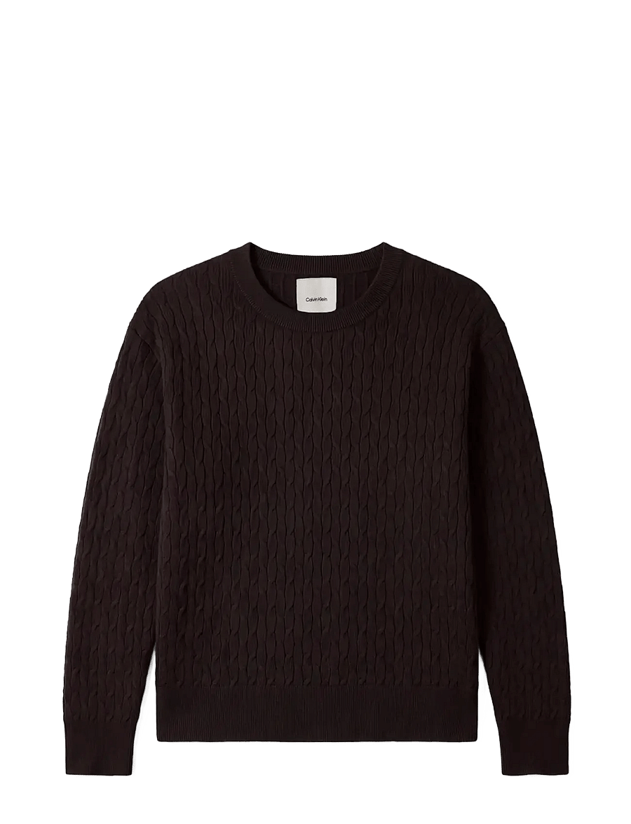 Calvin Klein - TECH KNIT CABLE PULLOVER - jumpers - black - 1