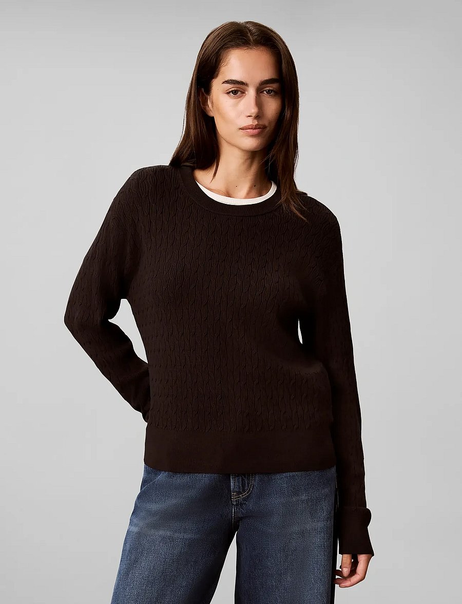 Calvin Klein - TECH KNIT CABLE PULLOVER - jumpers - black - 3