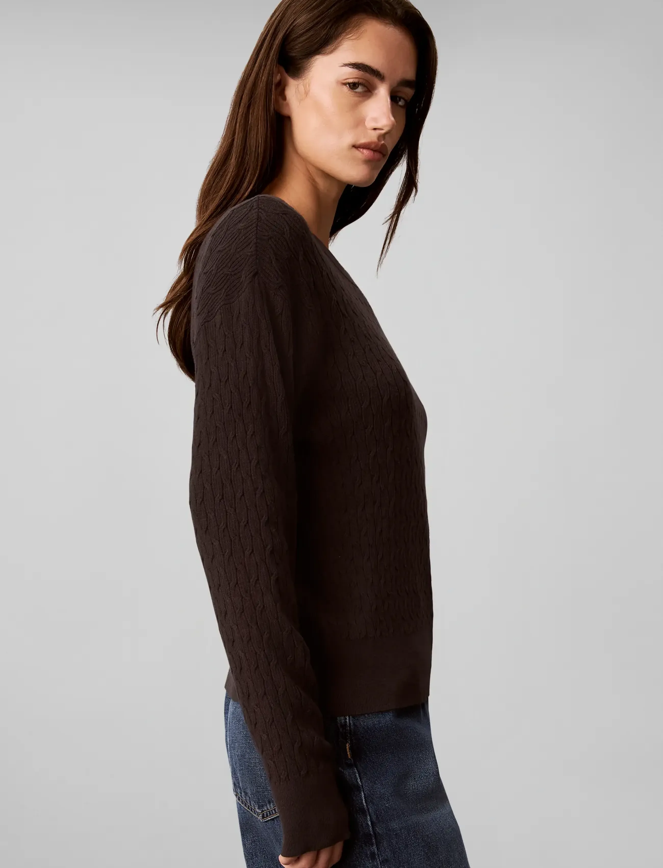 Calvin Klein Tech Knit Cable Pullover stickade tröjor dam – bild 6