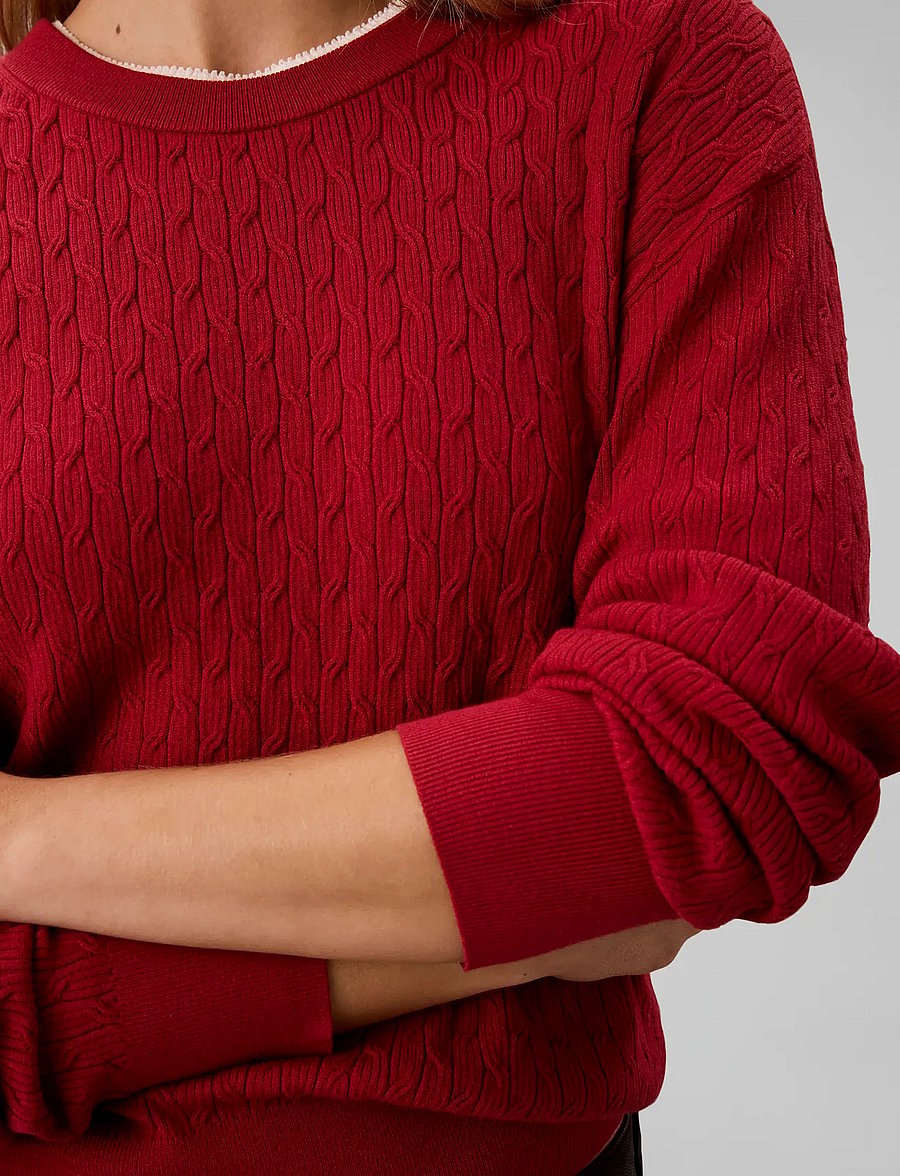 Calvin Klein - TECH KNIT CABLE PULLOVER - jumpers - rio red - 4