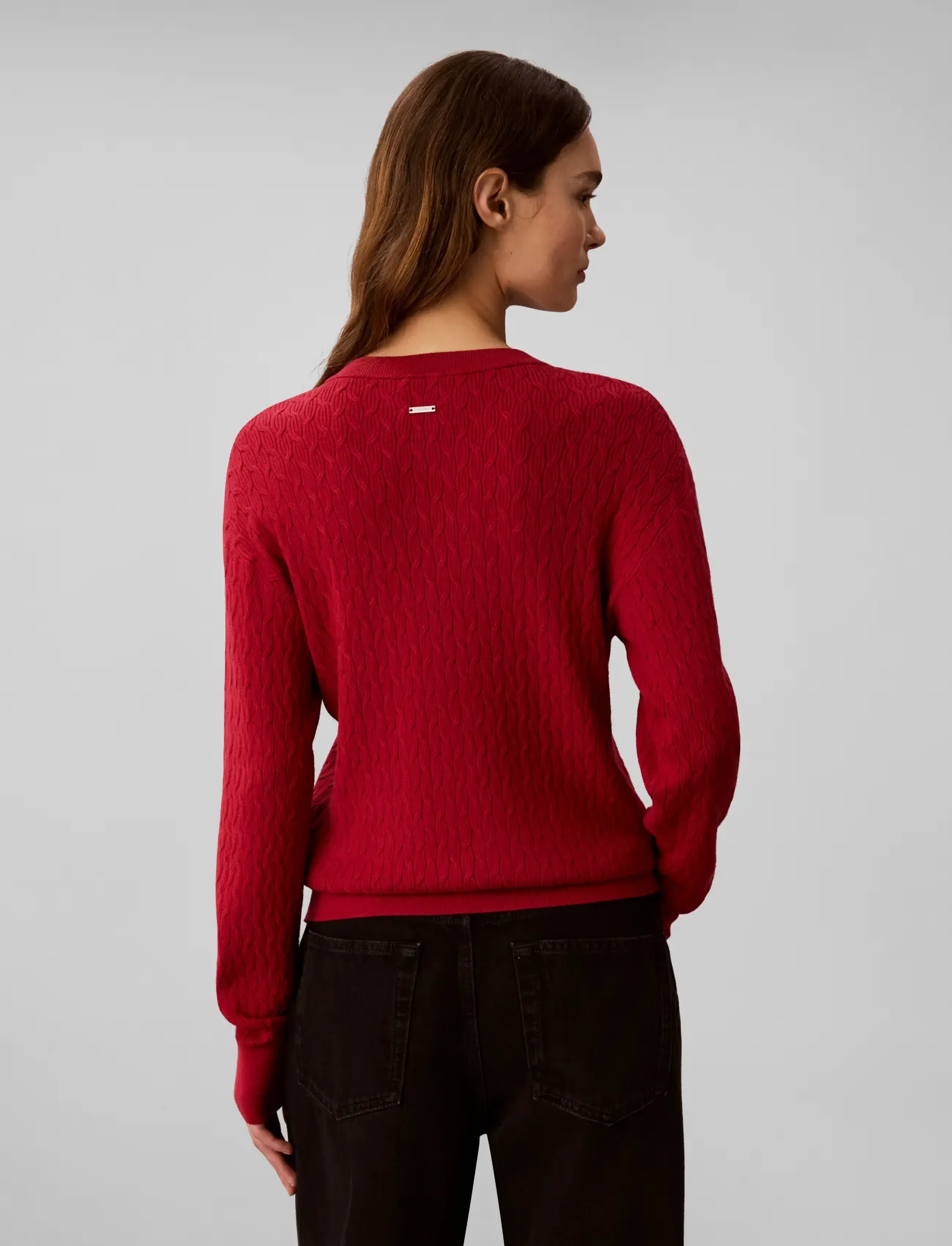 Calvin Klein - TECH KNIT CABLE CARDIGAN - rio red - 2