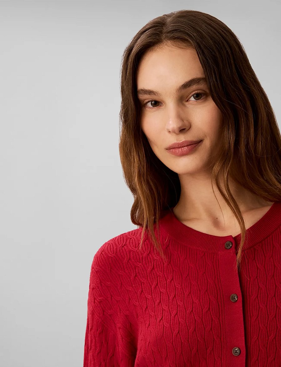 Calvin Klein - TECH KNIT CABLE CARDIGAN - strickjacken - rio red - 4