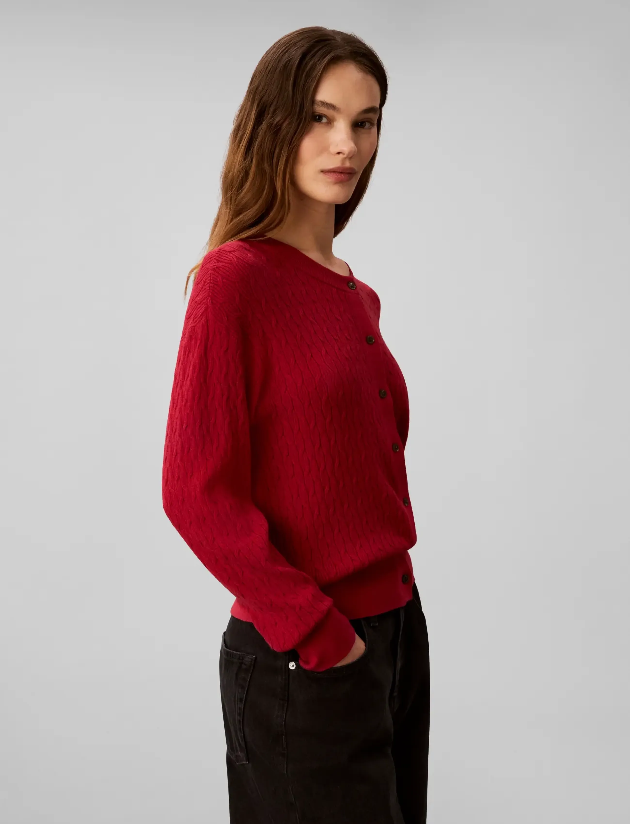 Calvin Klein - TECH KNIT CABLE CARDIGAN - rio red - 5