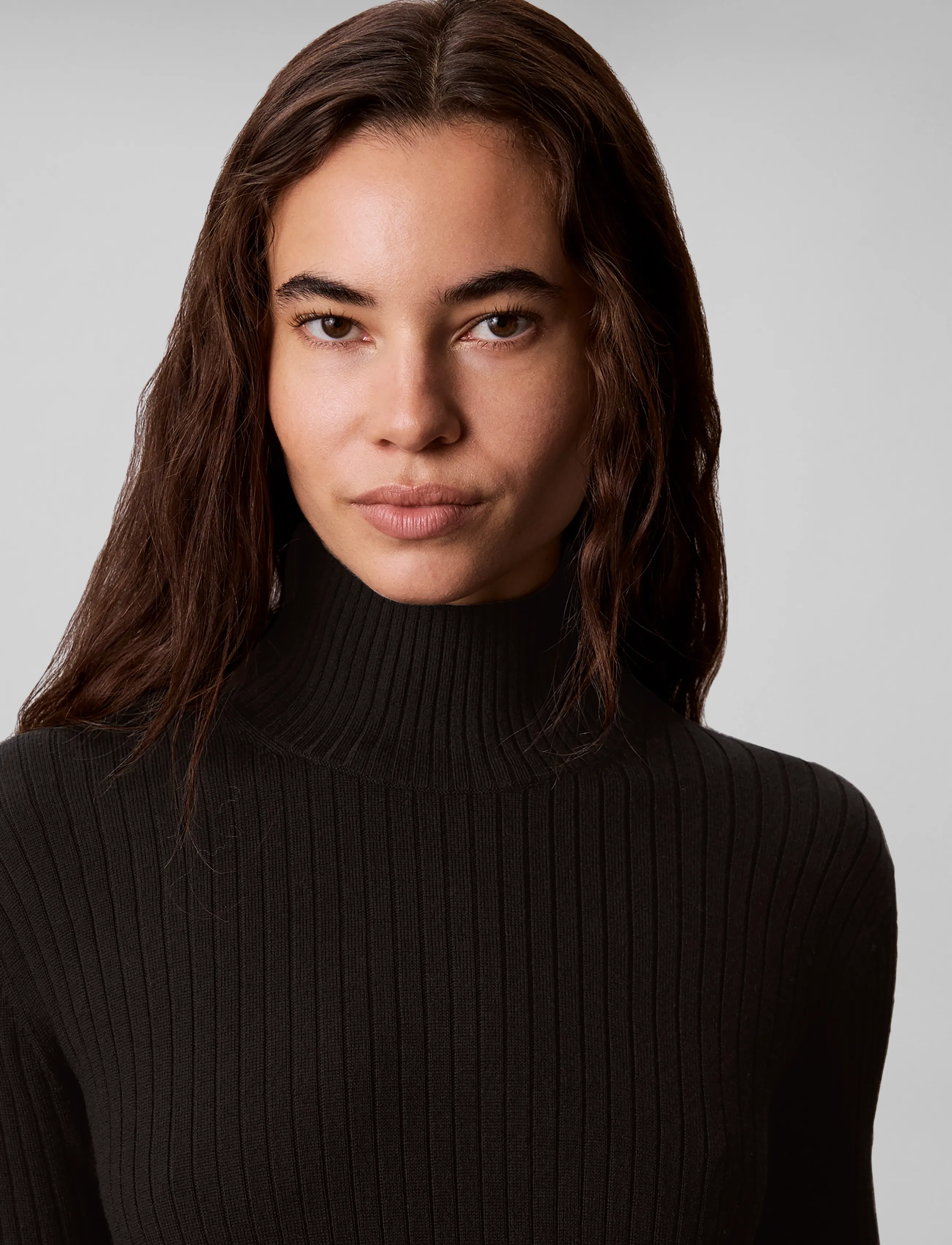 Calvin Klein - 100% MERINO TNECK DRESS - strikkjoler - black - 4