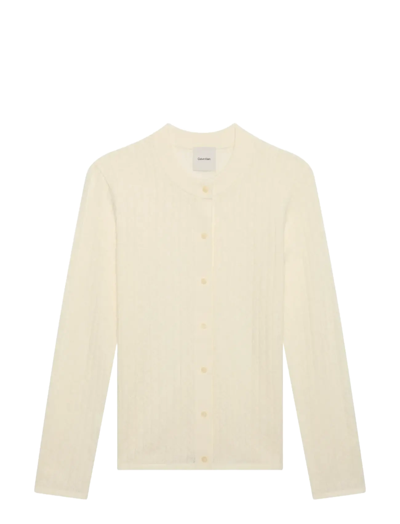 Calvin Klein LS AOP Pointelle Cardigan - Koftor - TOFU / cream