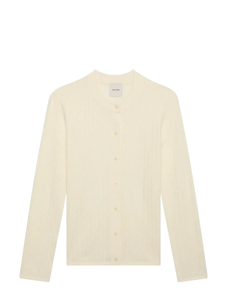 Calvin Klein - LS AOP Pointelle Cardigan - strickjacken - tofu - 1